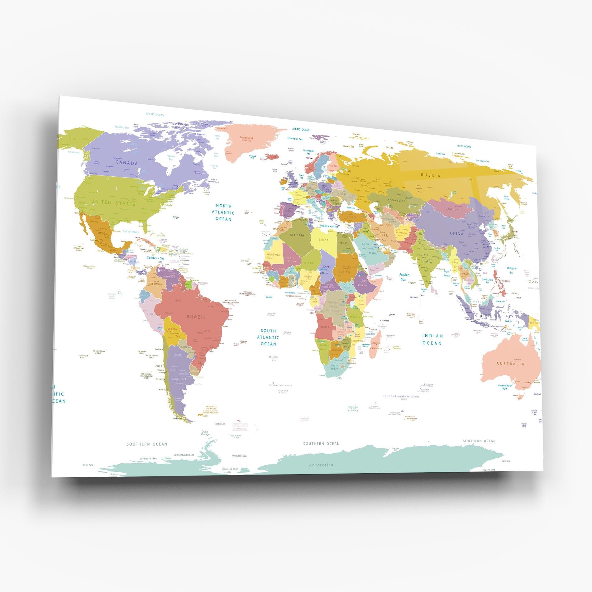 Üvegkép World Colorful Map mockup 6