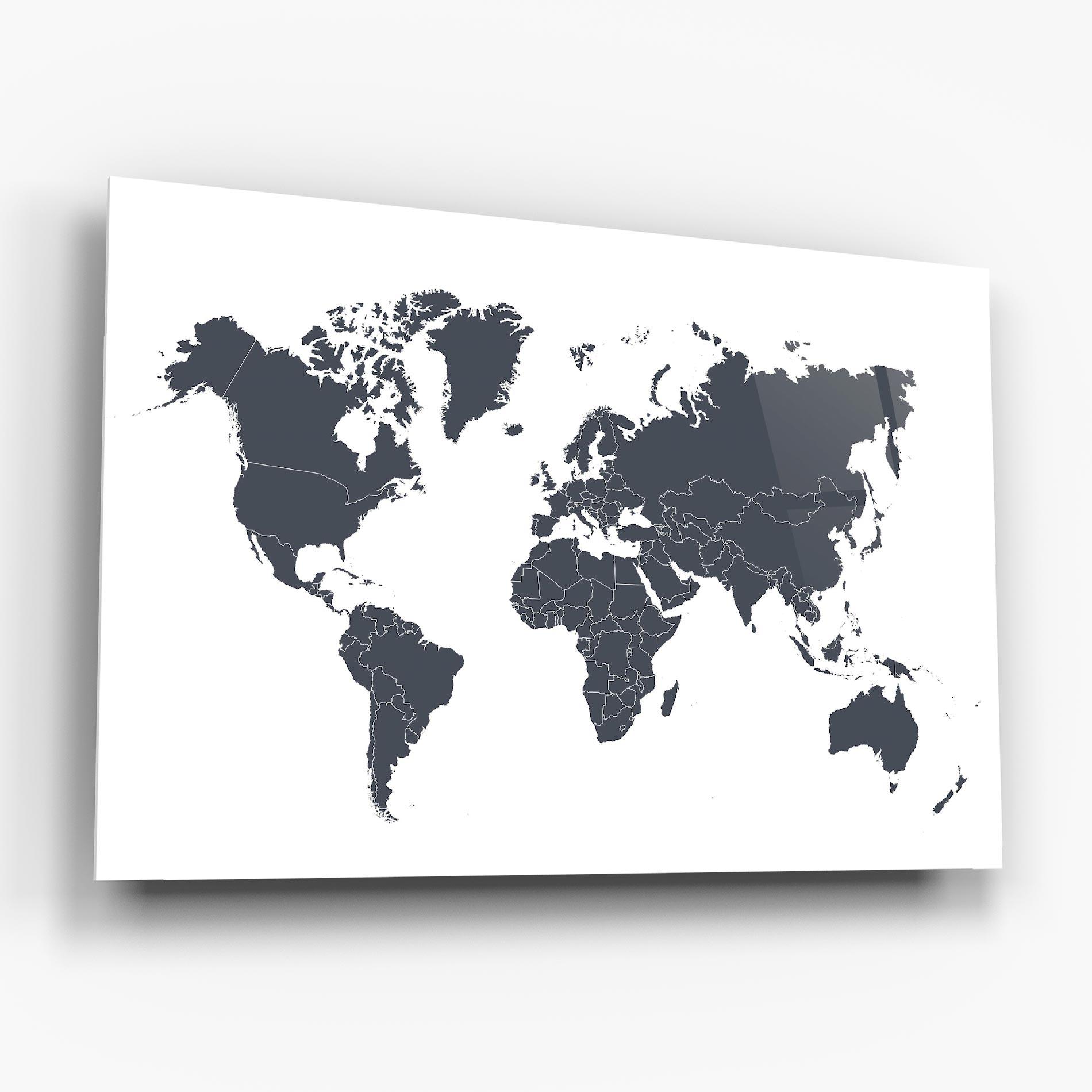 Üvegkép World Grey Map mockup 6