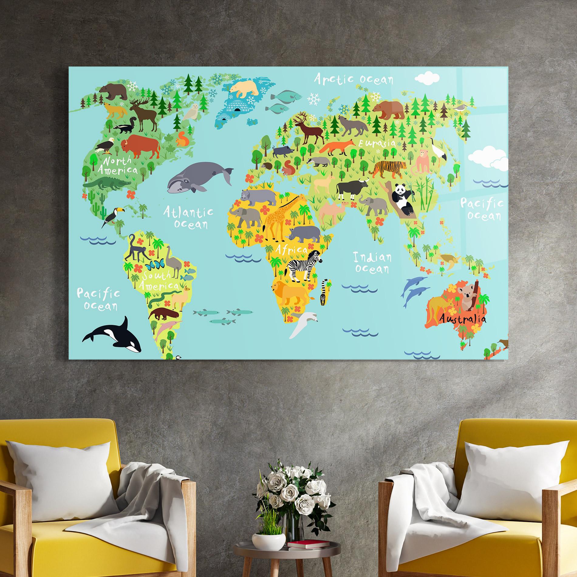Üvegkép Animal World Map mockup 4