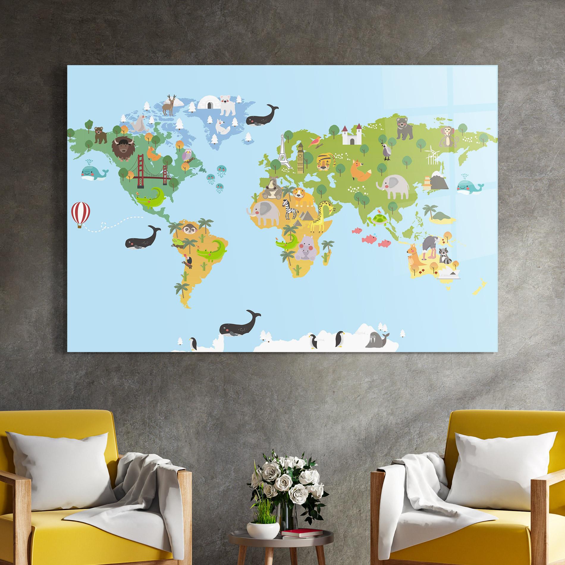 Üvegkép Animals Cute Map mockup 4