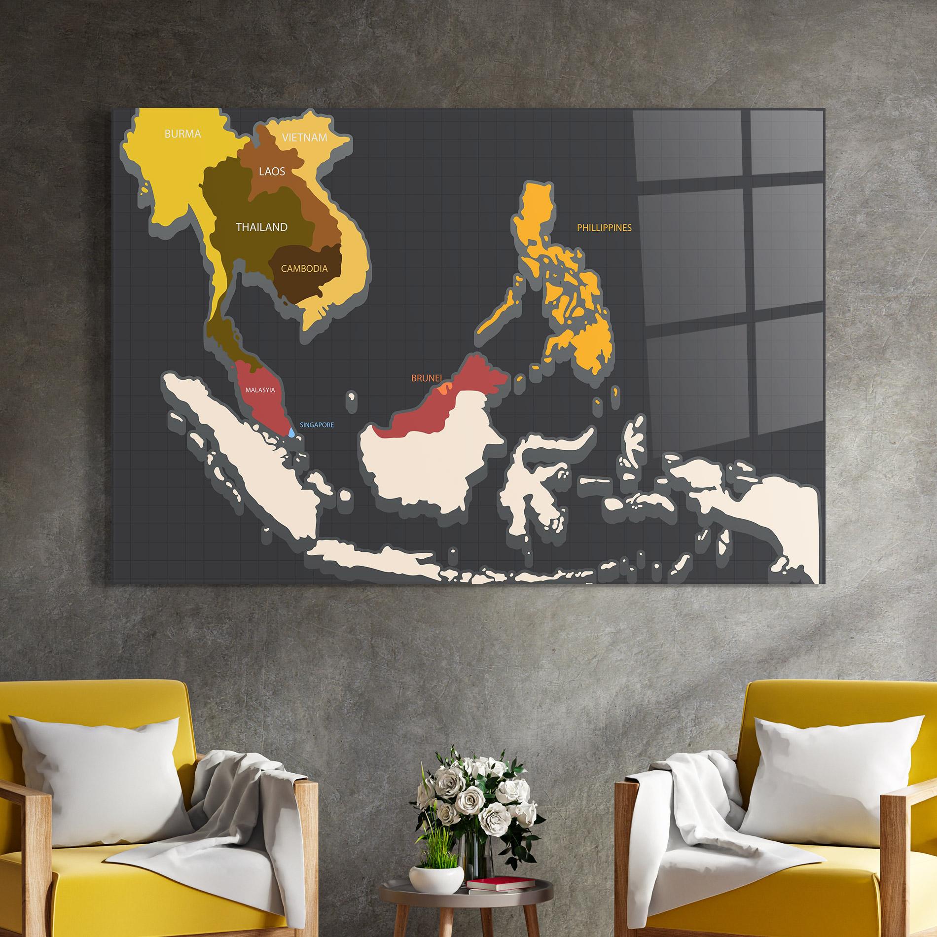 Üvegkép Cream Map mockup 4