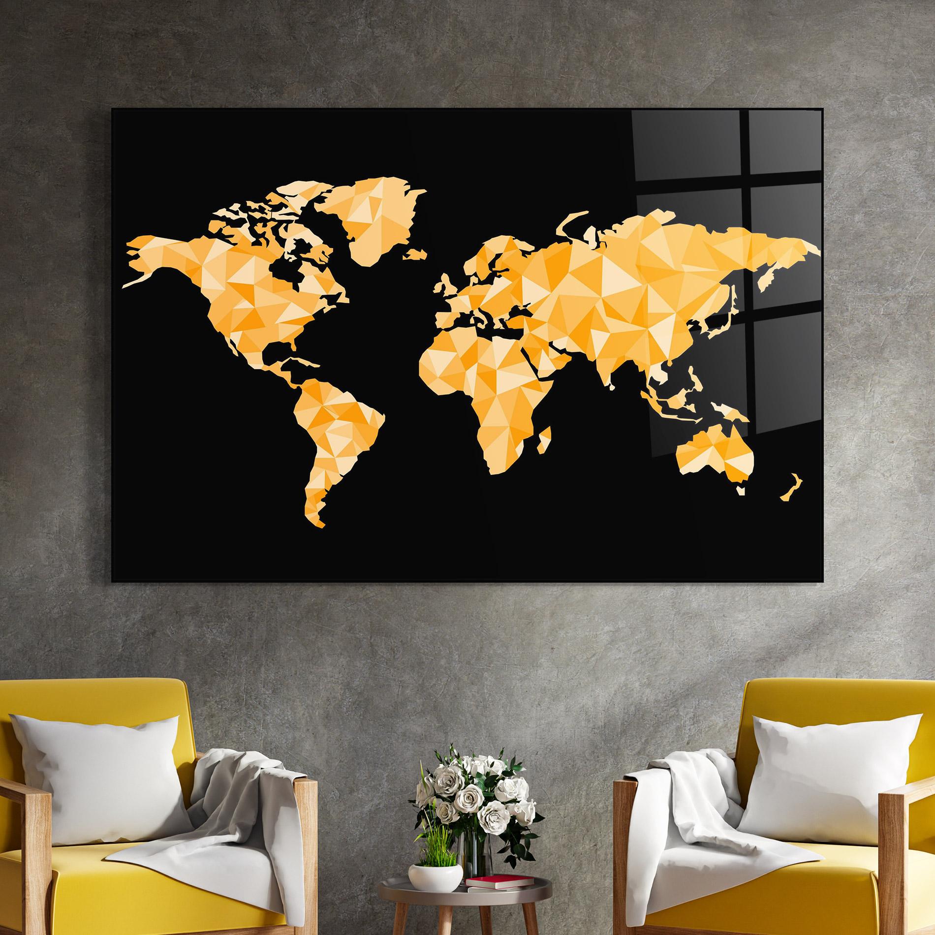 Üvegkép Orange World Map mockup 4