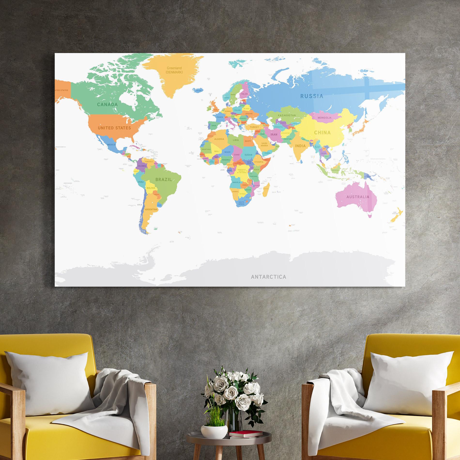 Üvegkép World Map mockup 4