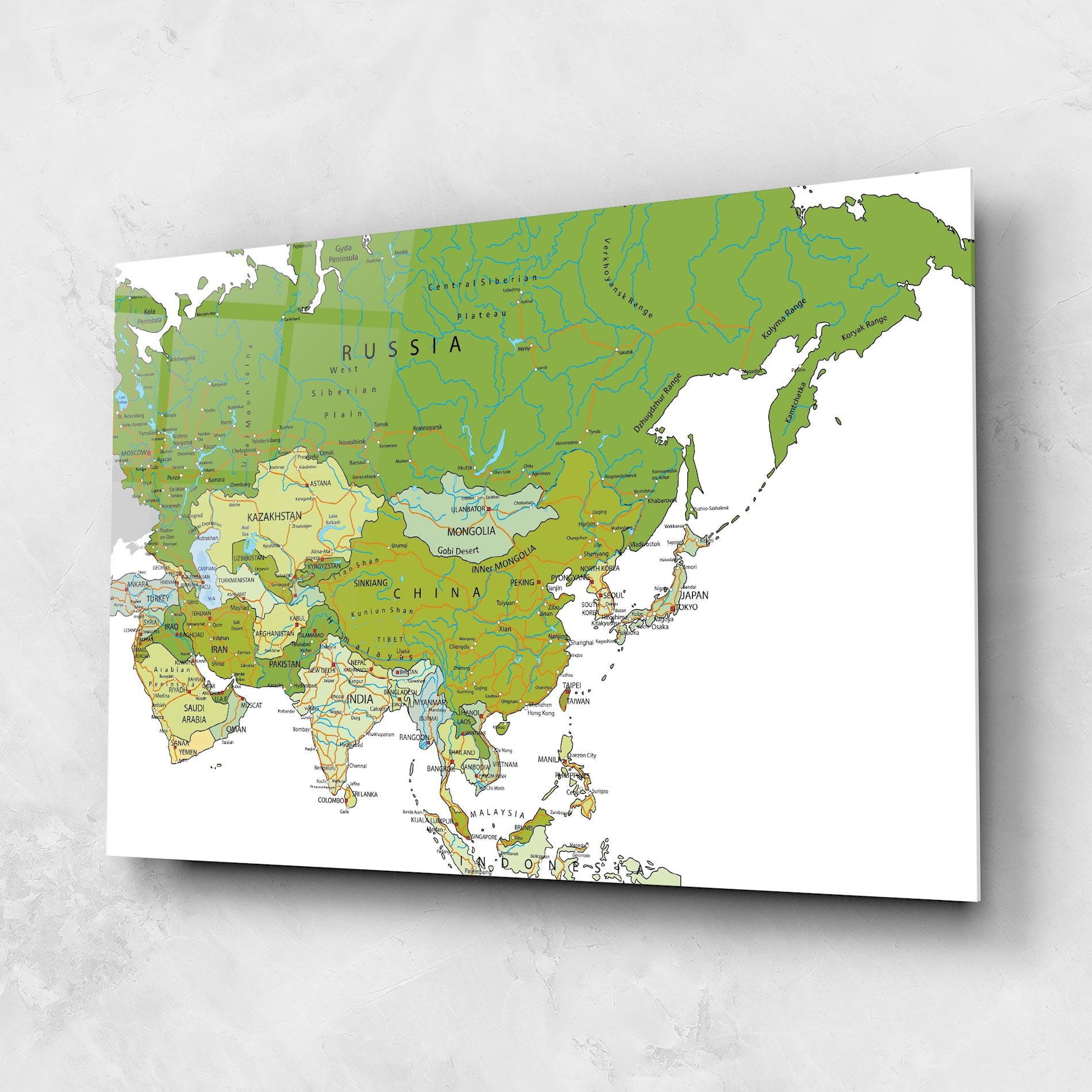 Üvegkép Asia Green Map mockup 1