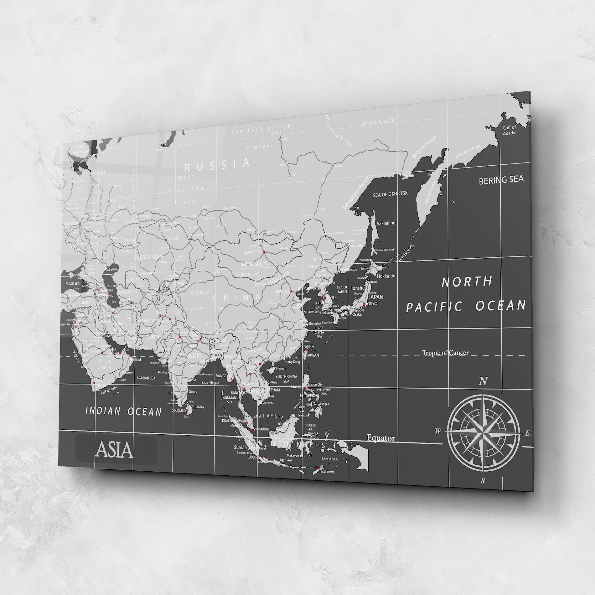 Üvegkép Asia Minimal Map mockup 1