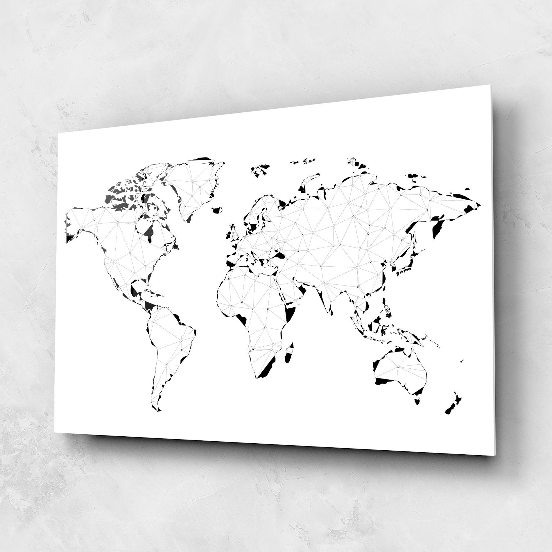 Üvegkép Black Line Map mockup 1