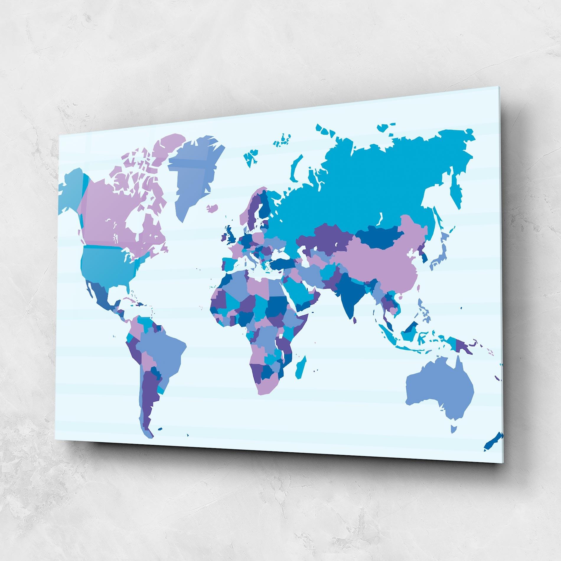 Üvegkép Blue Purple Map mockup 1