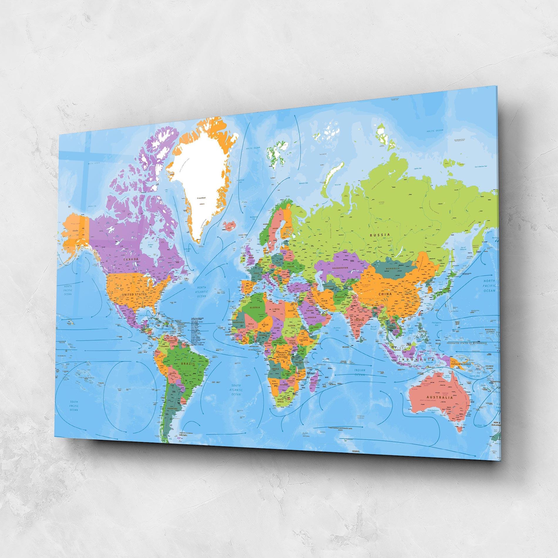 Üvegkép Color World Map mockup 1