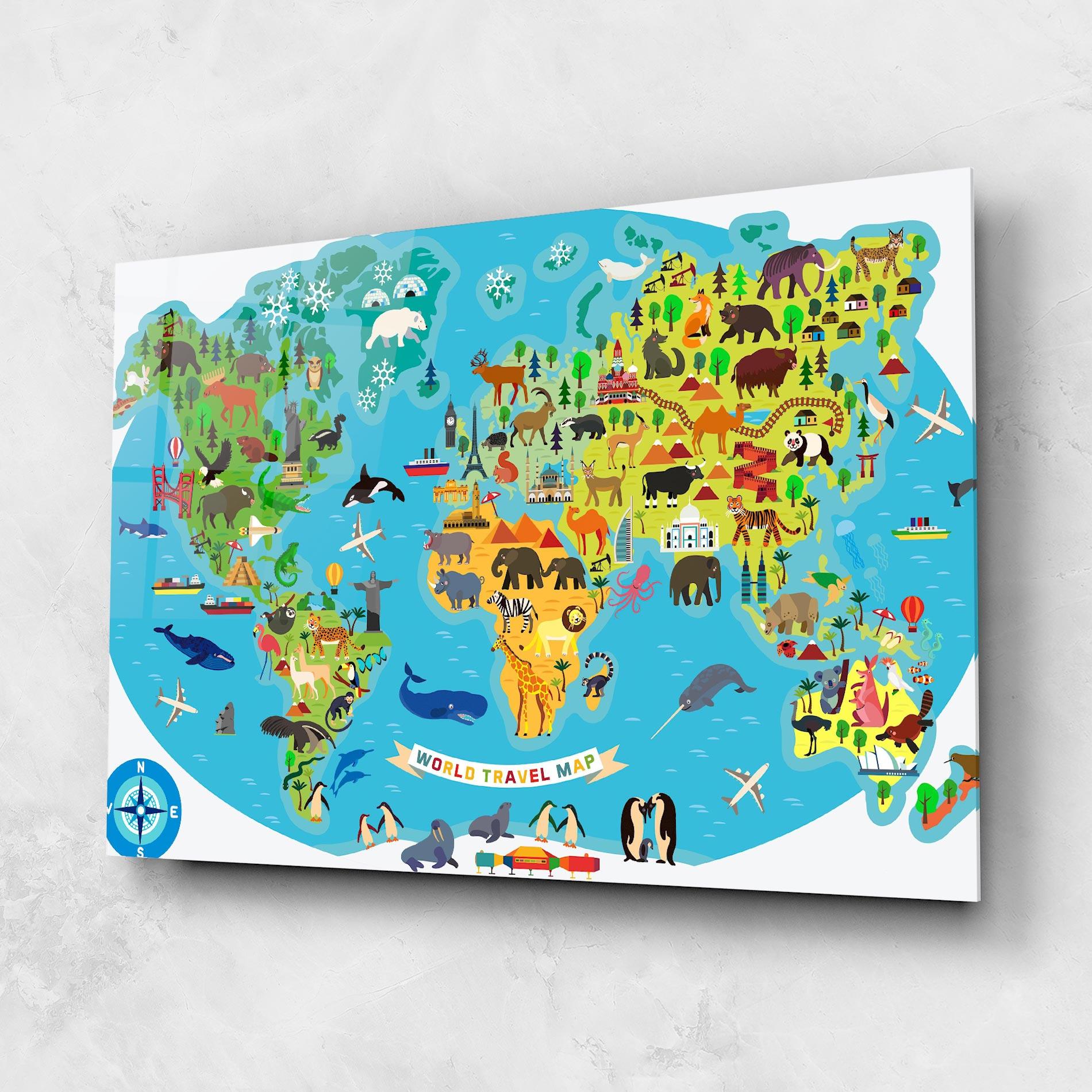 Üvegkép Kids Travel Map mockup 1