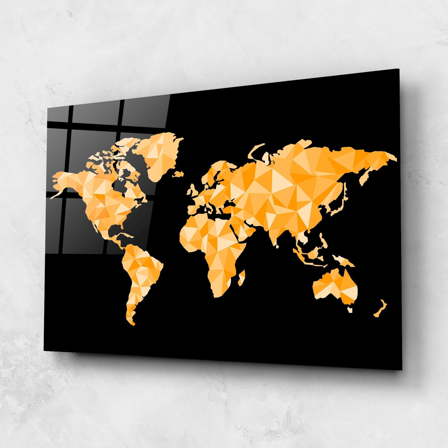 Üvegkép Orange World Map mockup 1