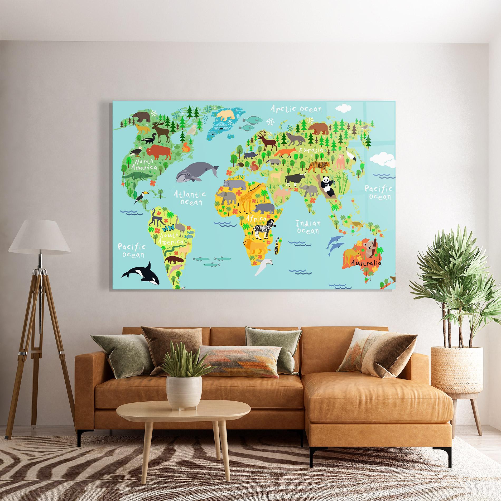 Üvegkép Animal World Map mockup 7