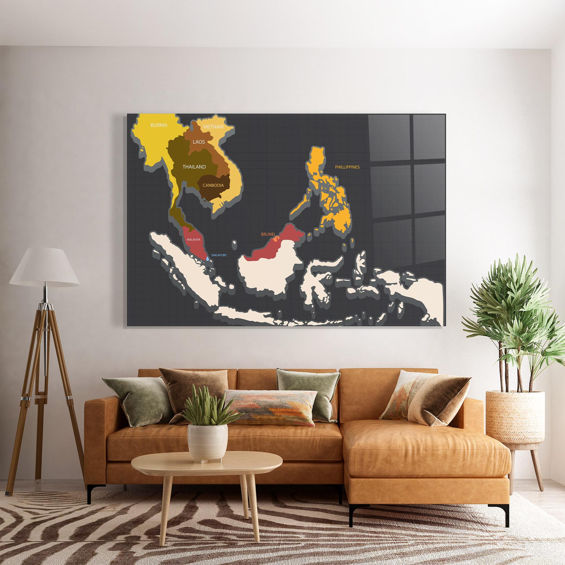 Üvegkép Cream Map mockup 7