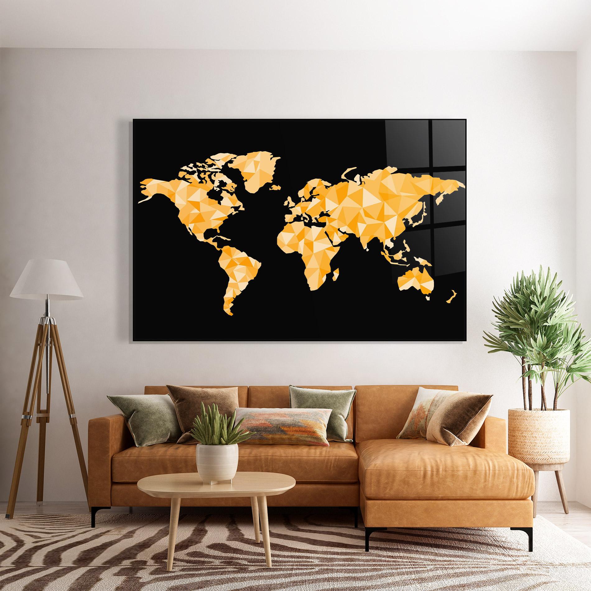 Üvegkép Orange World Map mockup 7