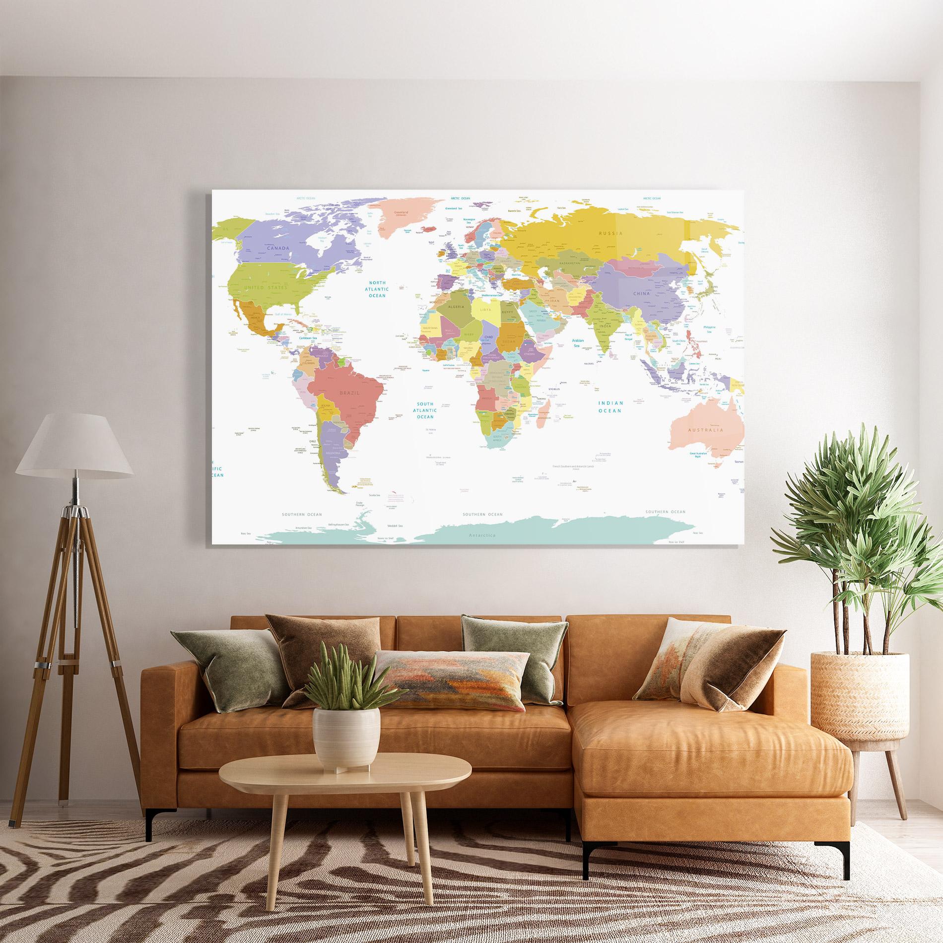 Üvegkép World Colorful Map mockup 7