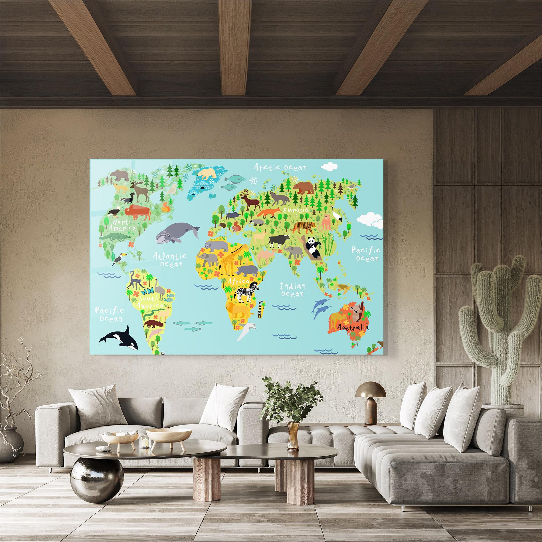 Üvegkép Animal World Map mockup 8