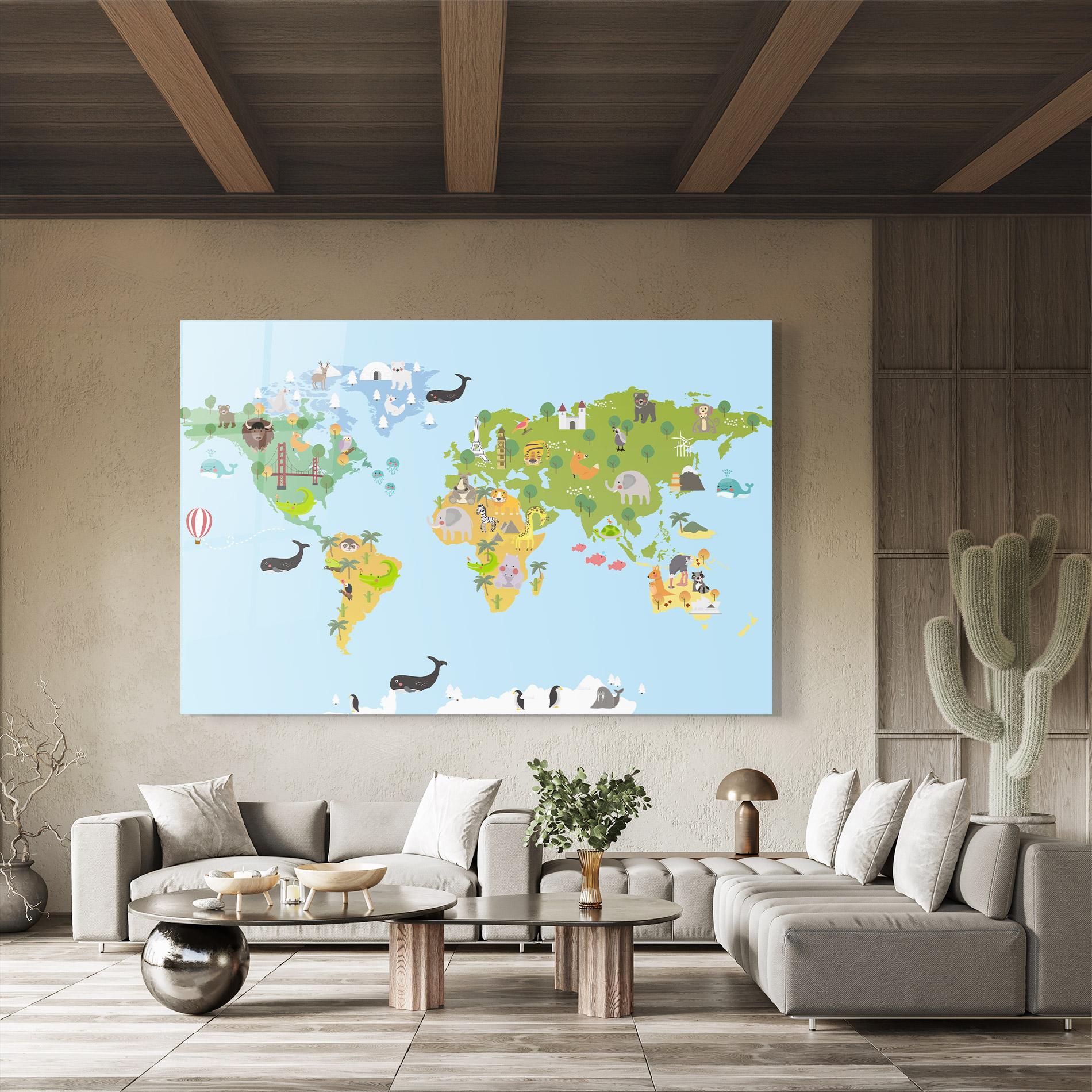 Üvegkép Animals Cute Map mockup 8