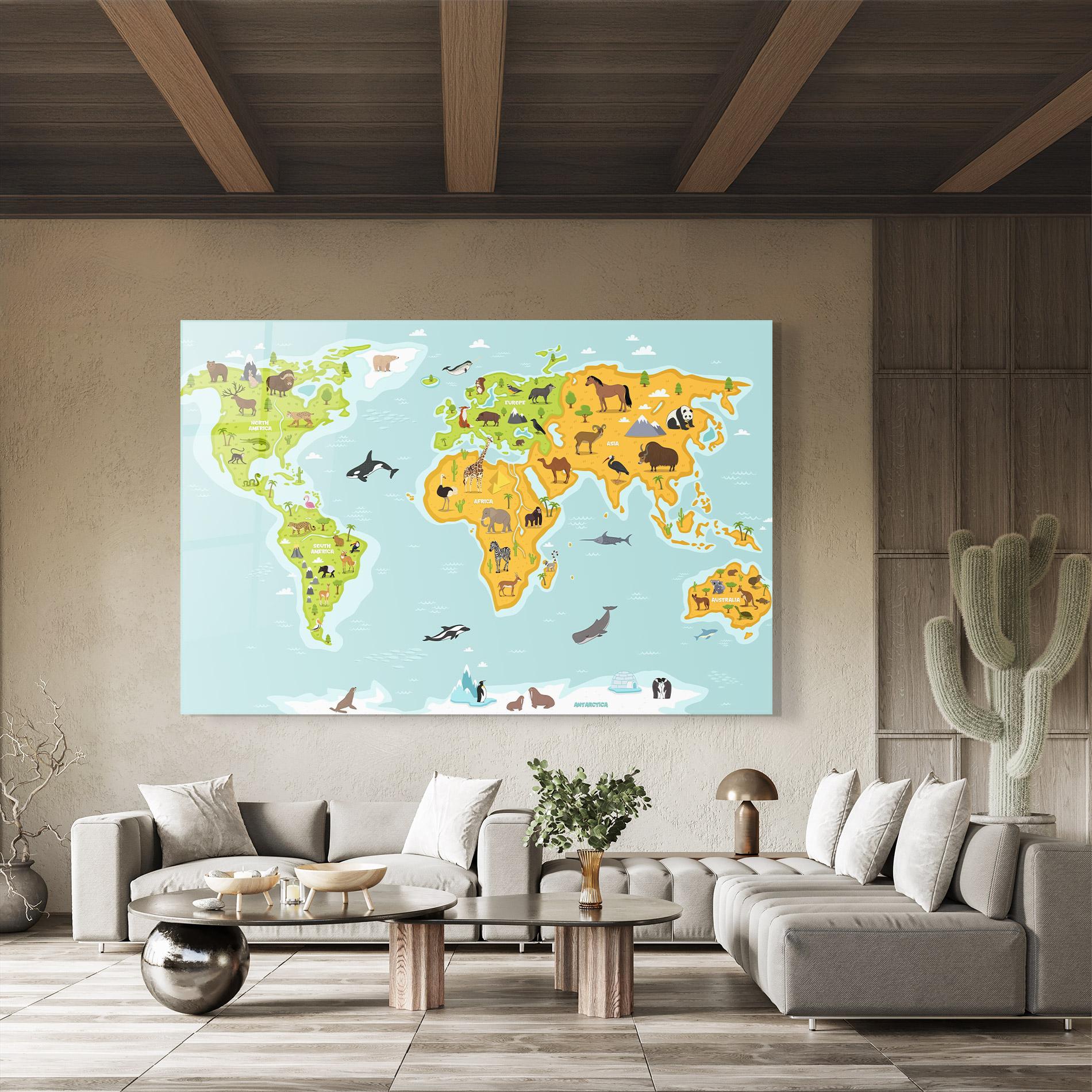 Üvegkép Animals World Map mockup 8