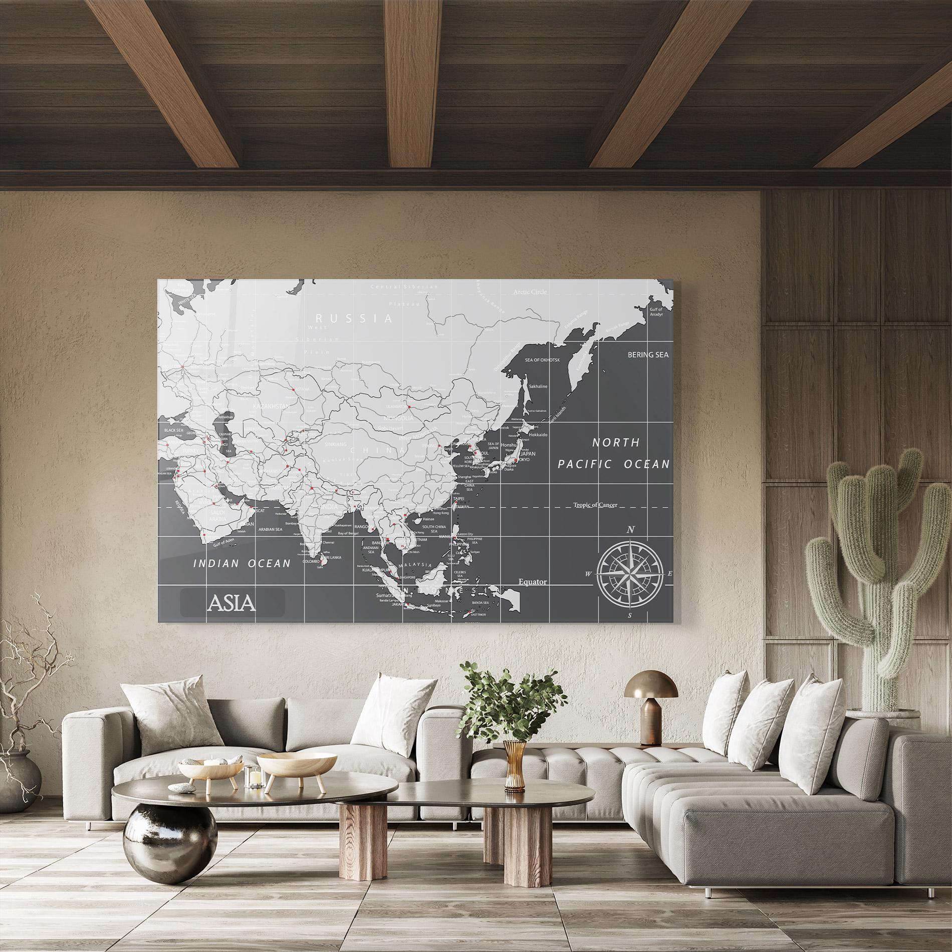 Üvegkép Asia Minimal Map mockup 8