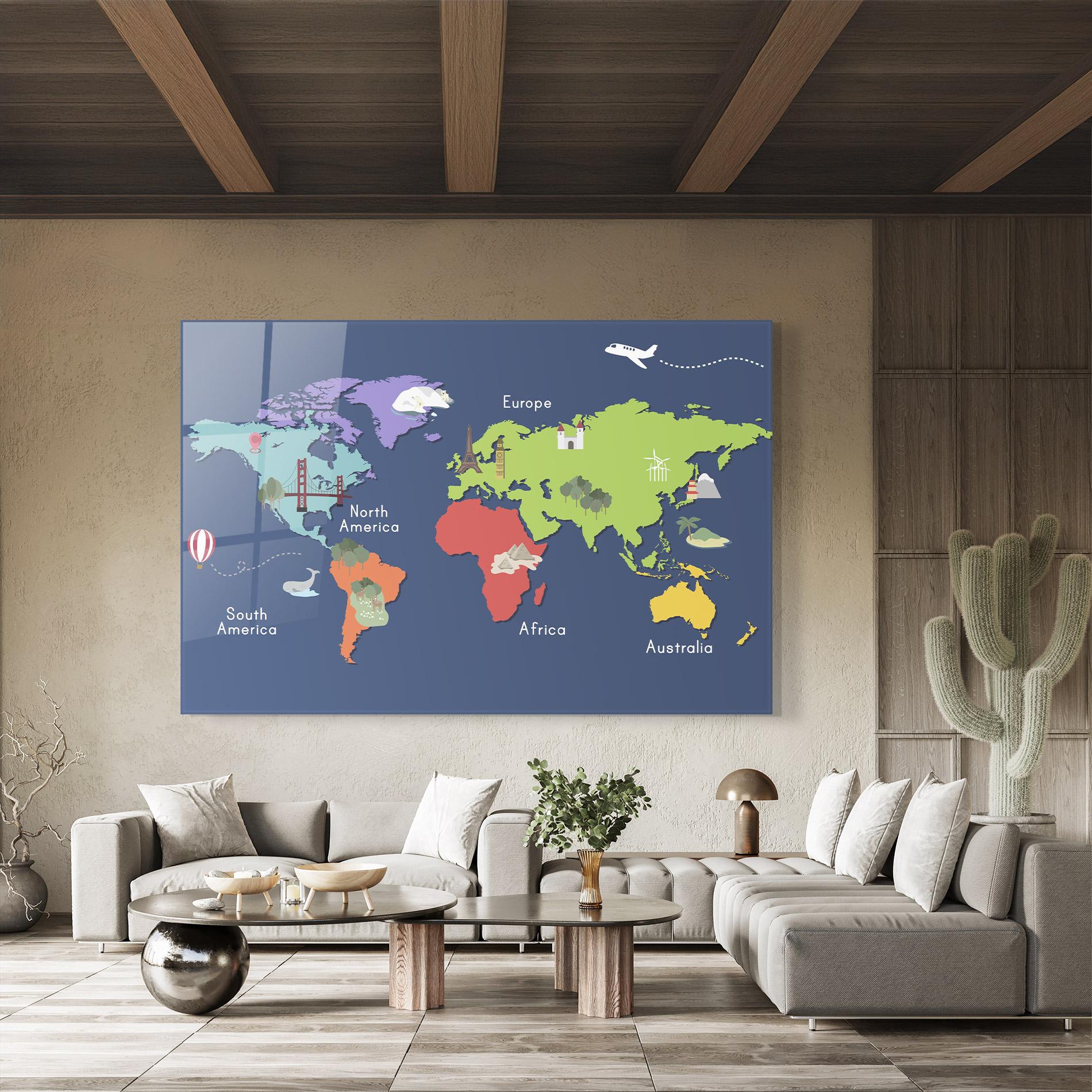 Üvegkép Blue Map World mockup 8