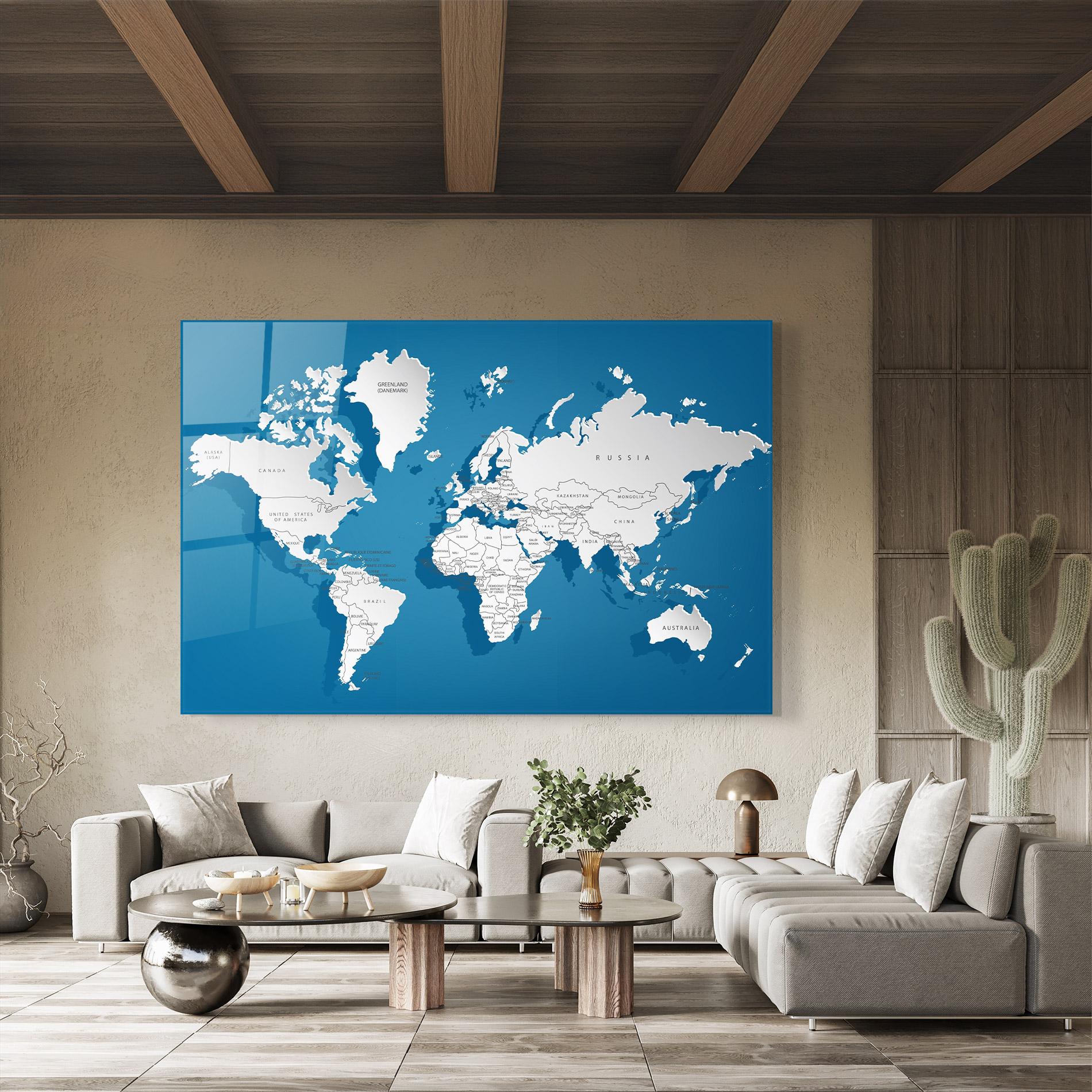 Üvegkép Blue White Map mockup 8