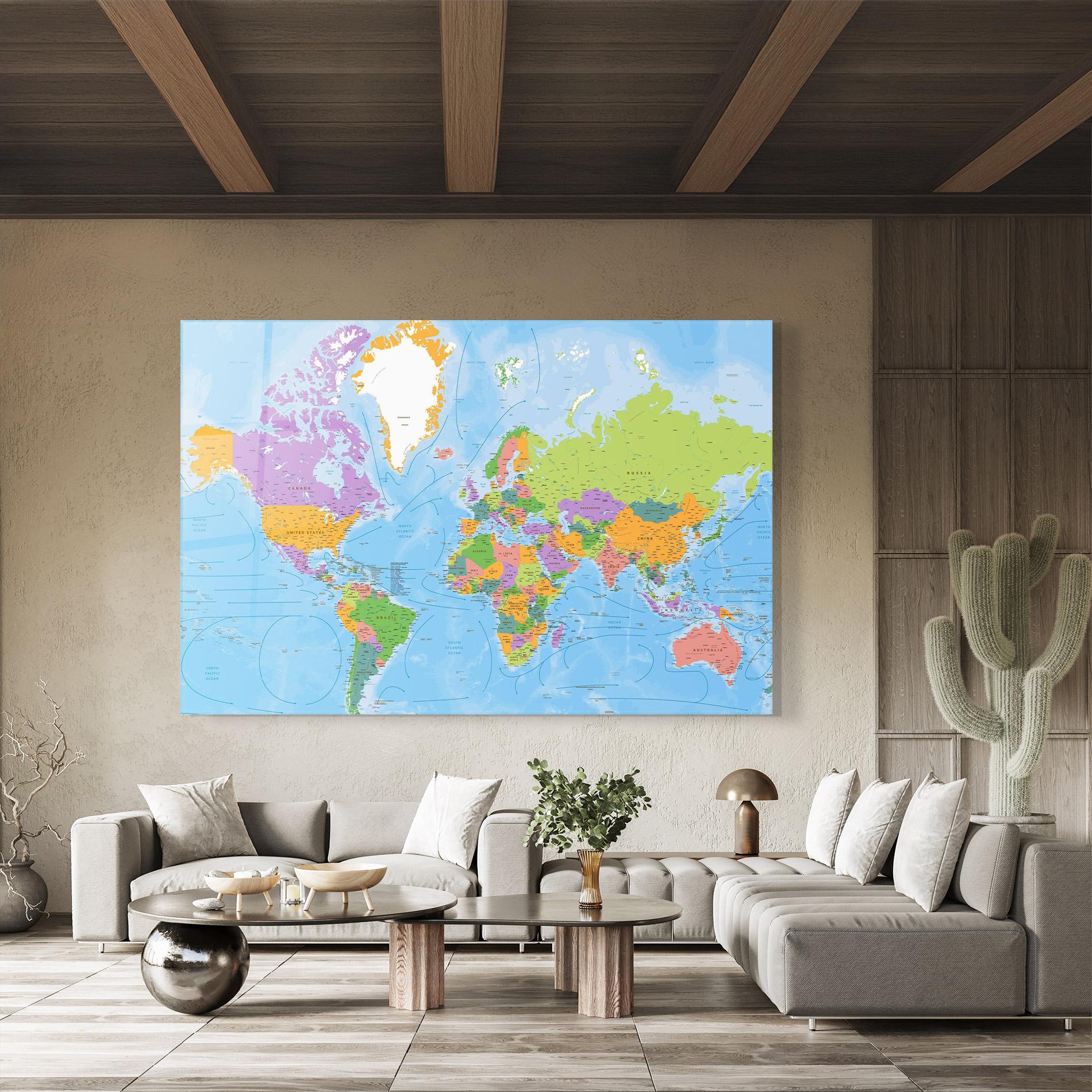 Üvegkép Color World Map mockup 8