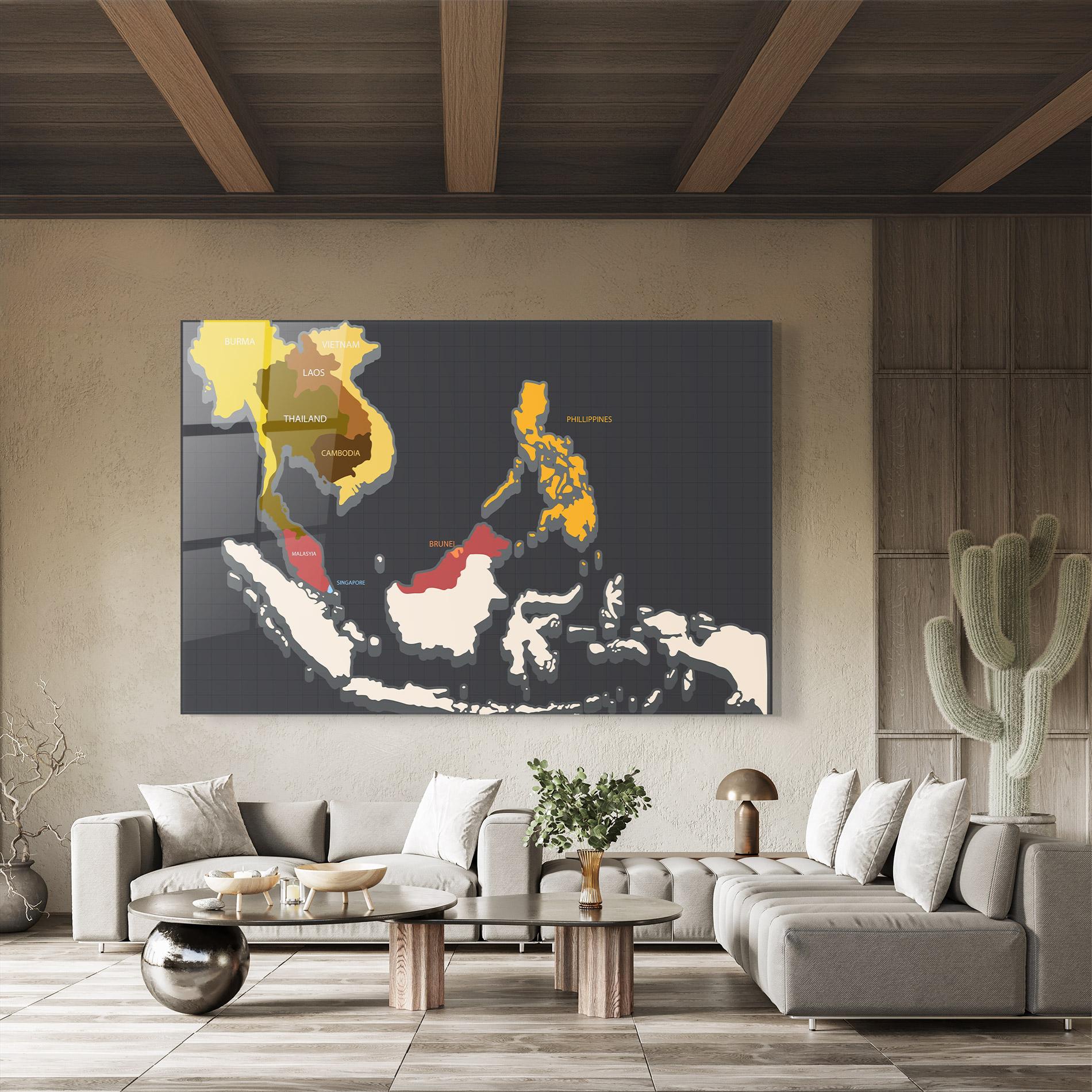 Üvegkép Cream Map mockup 8