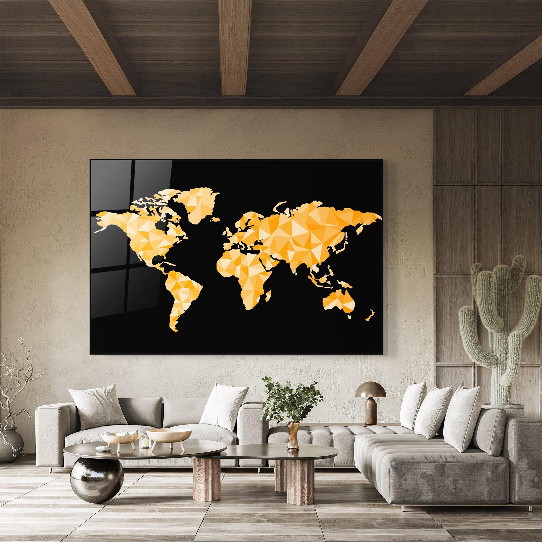 Üvegkép Orange World Map mockup 8