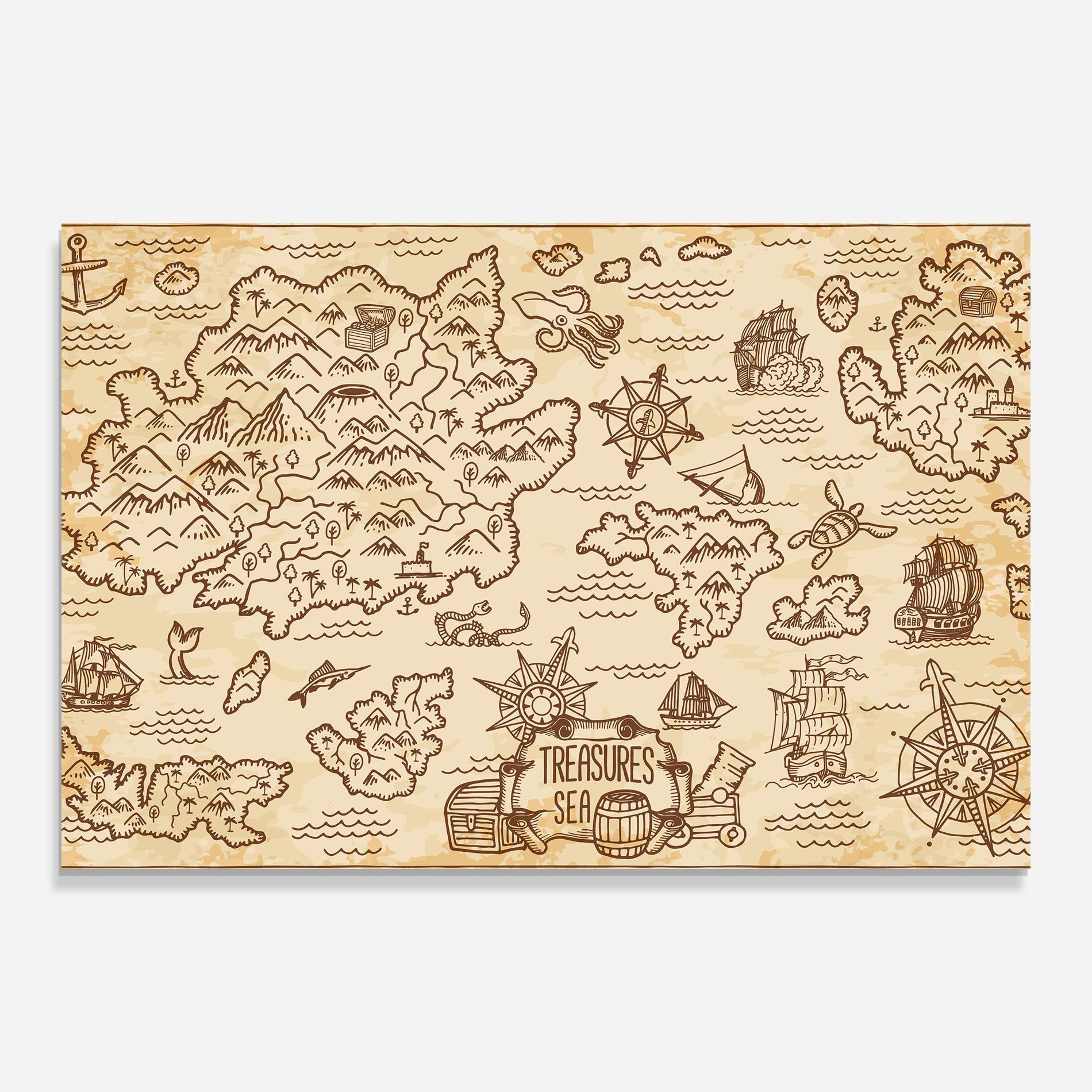 Üvegkép Cream Coffee Map mockup 0