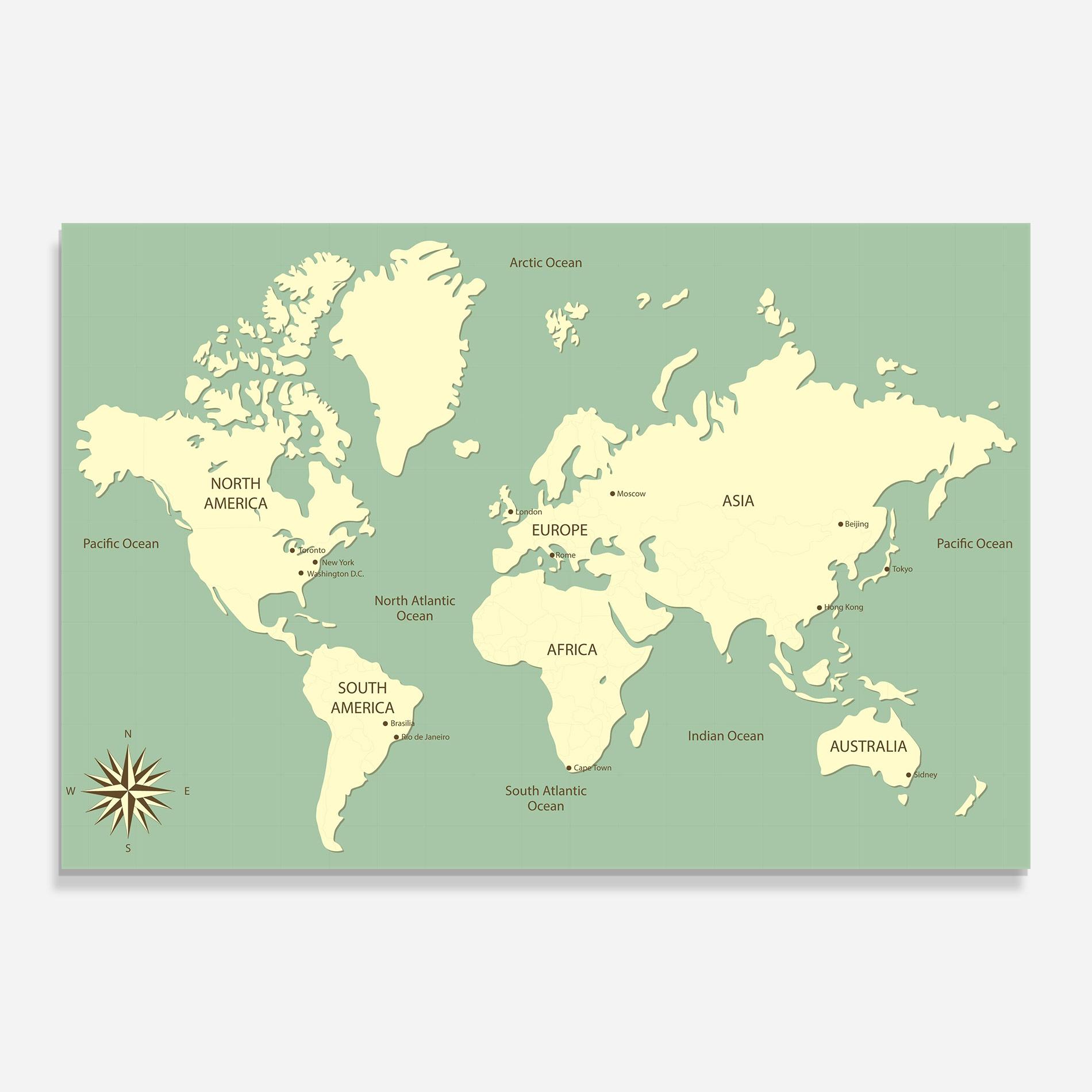 Üvegkép Green Cream Map mockup 0