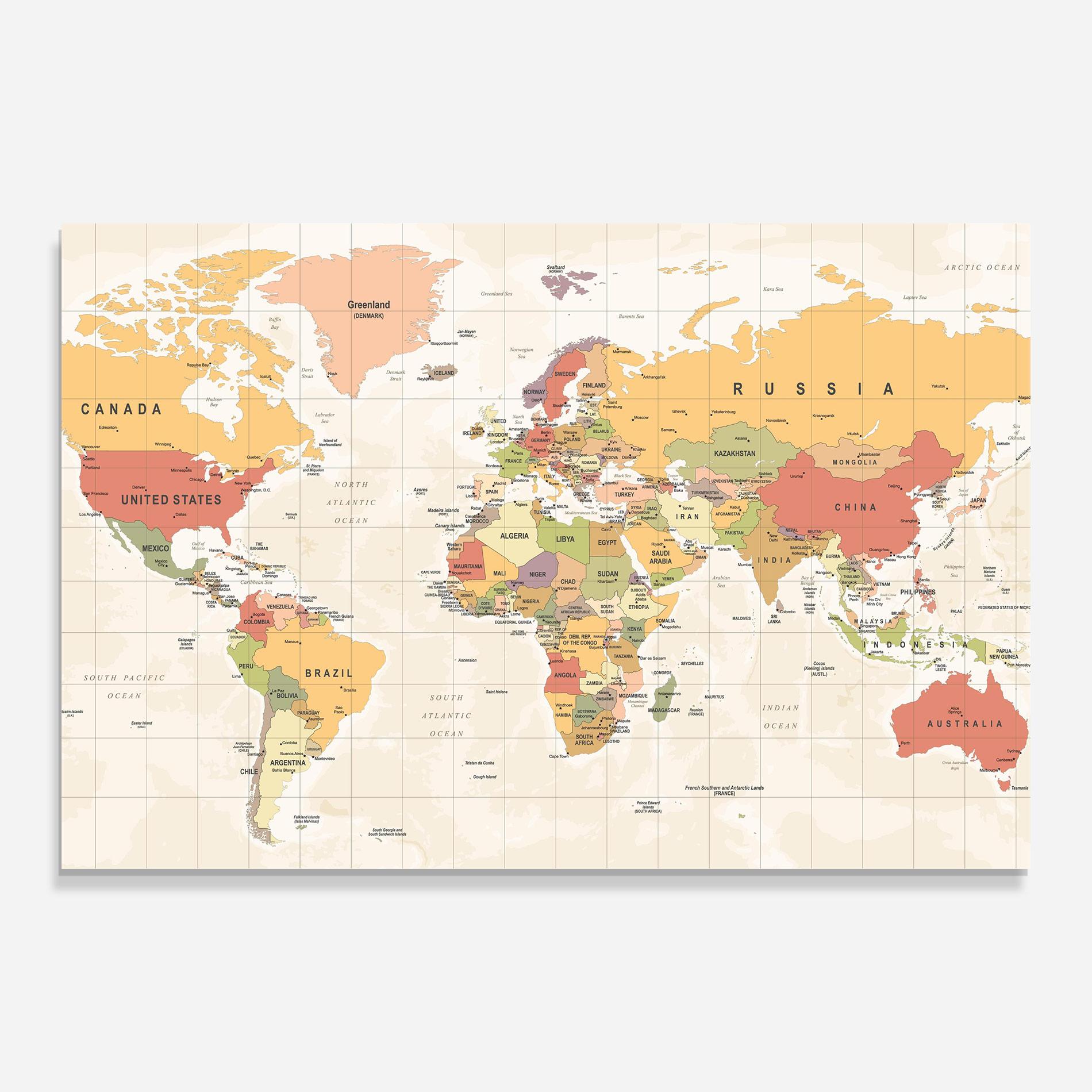 Üvegkép Orange Cream Map mockup 0