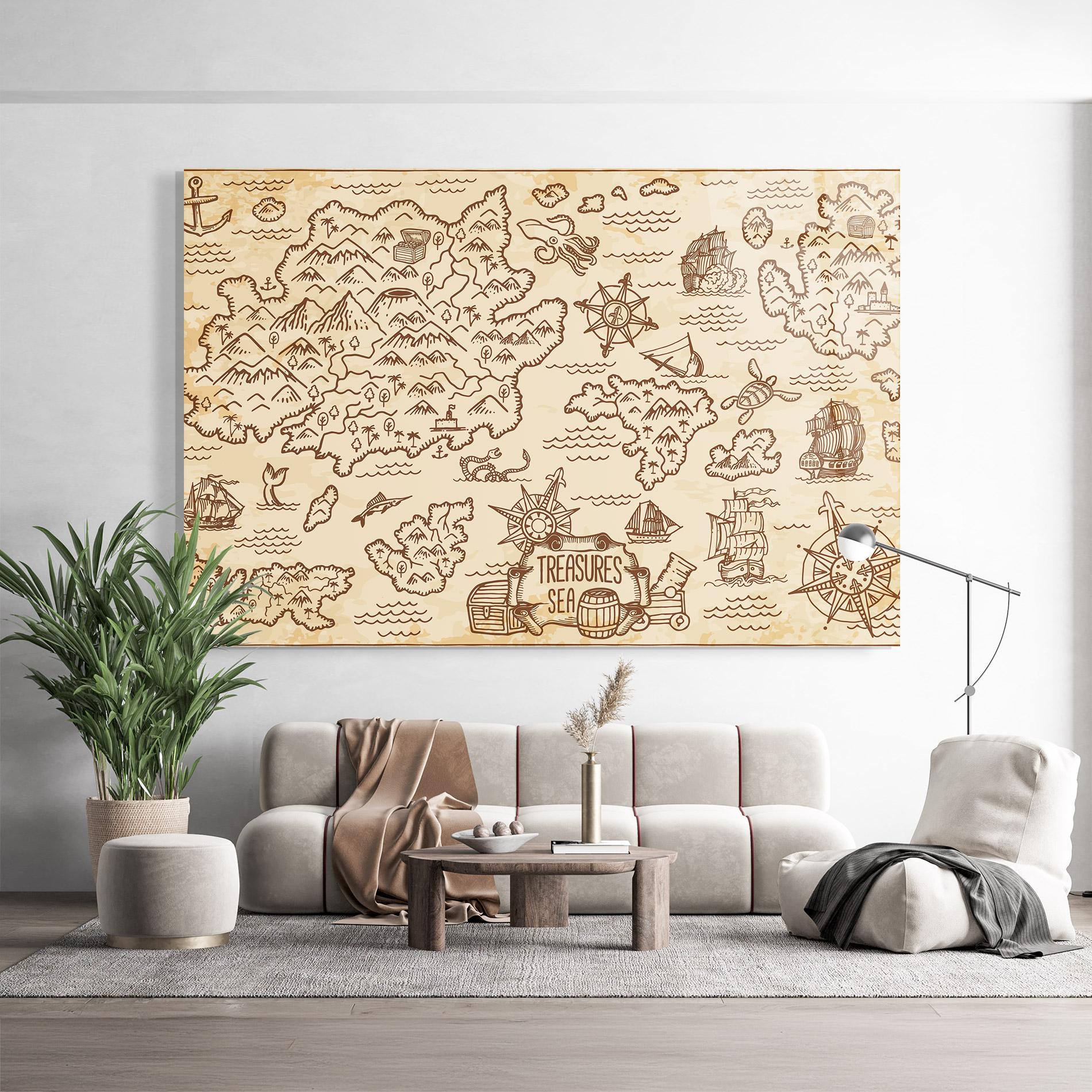 Üvegkép Cream Coffee Map mockup 9