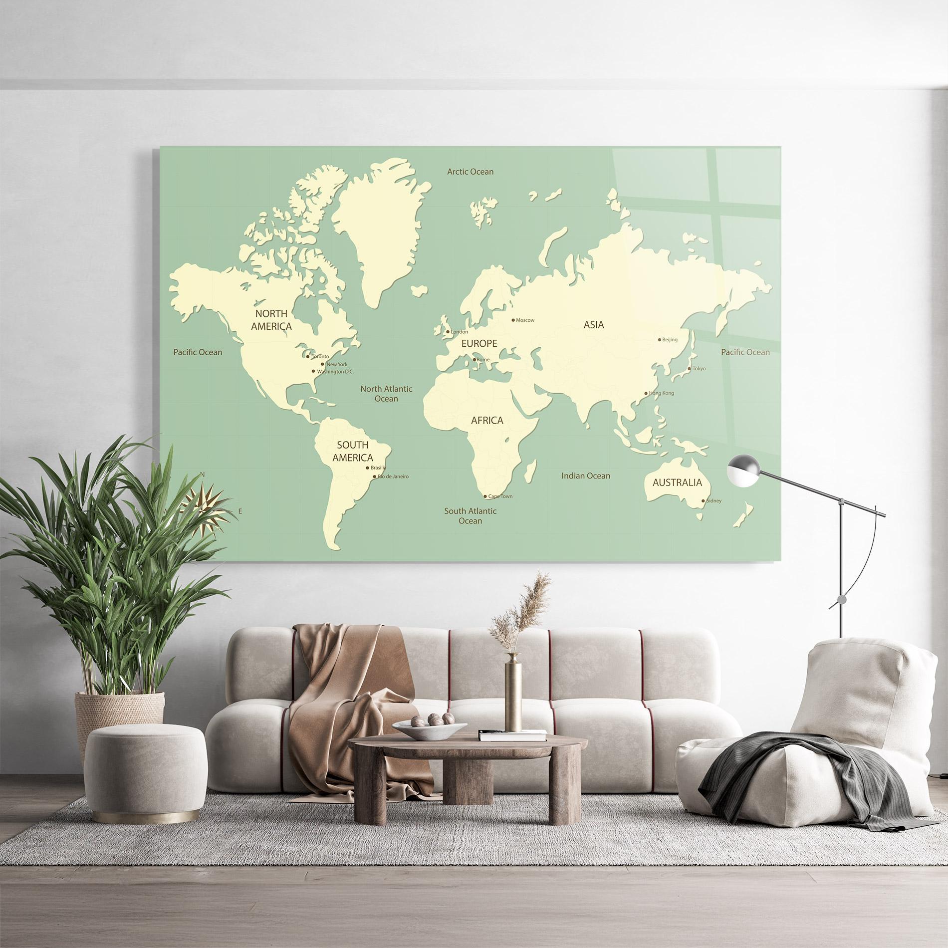 Üvegkép Green Cream Map mockup 9