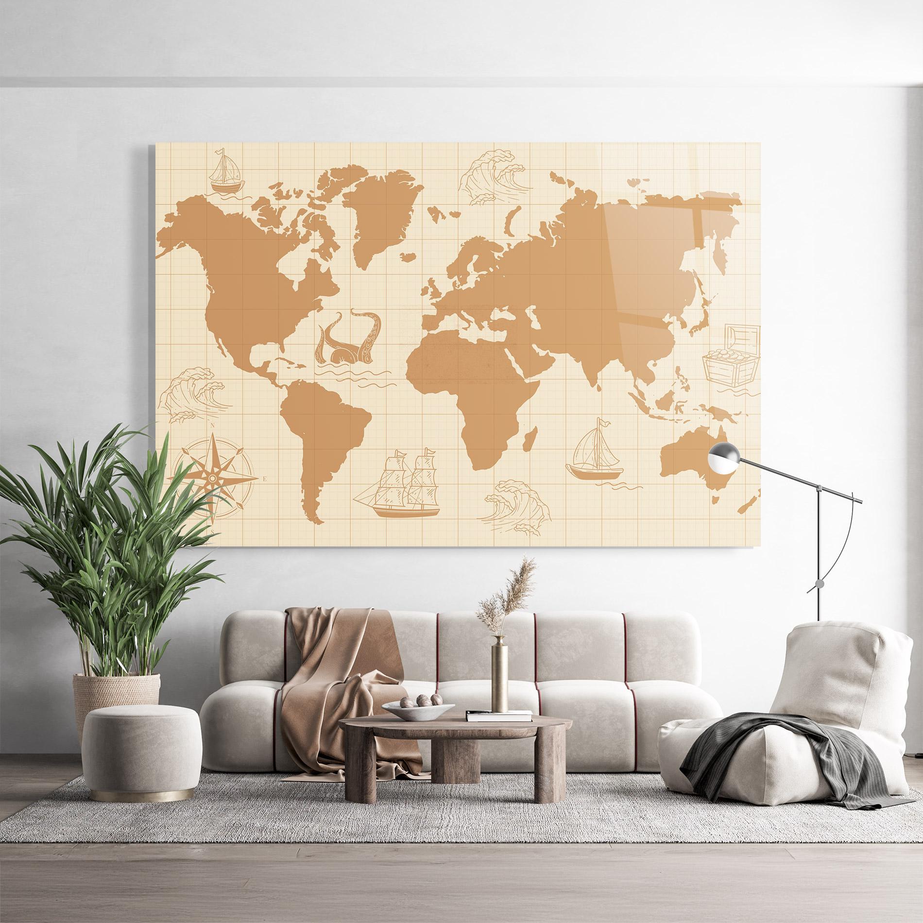 Üvegkép Light Cream Map mockup 9