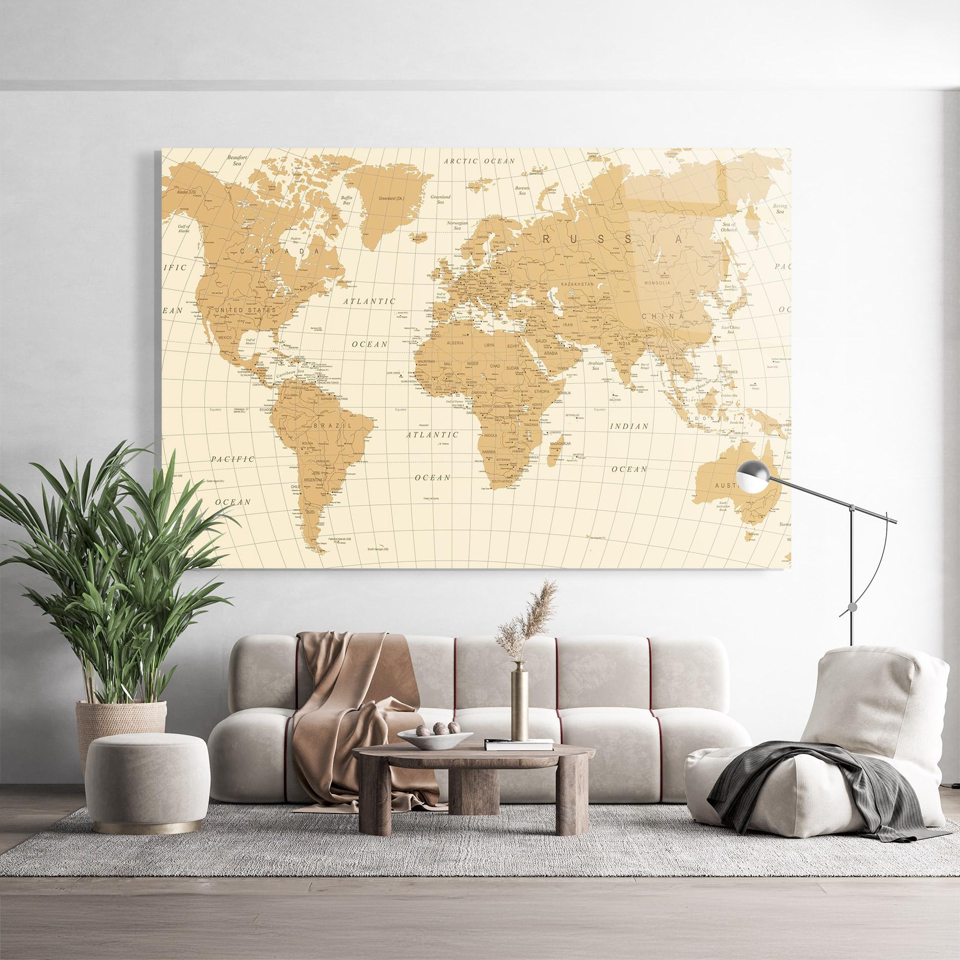 Üvegkép Old Map Cream mockup 9