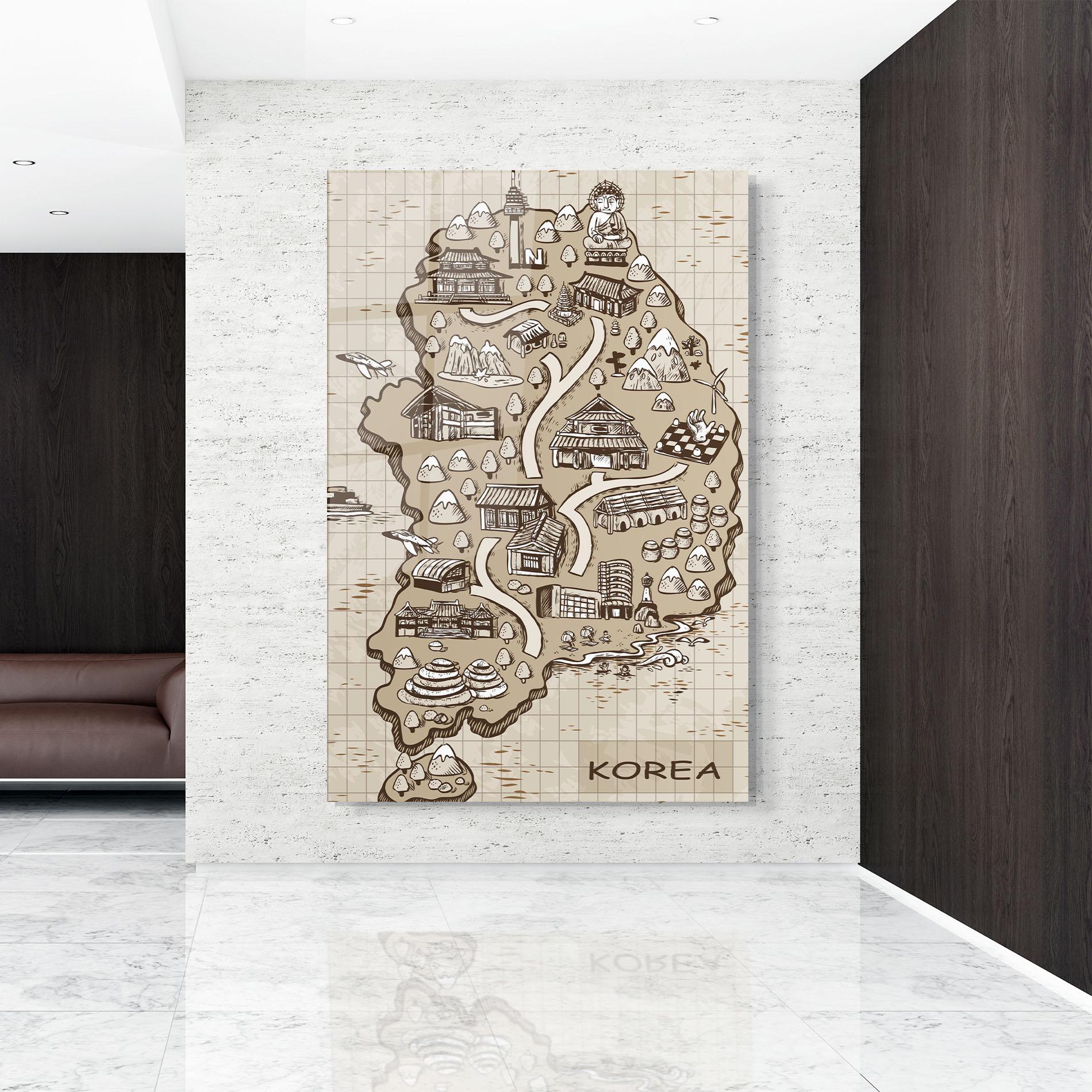 Üvegkép Old Korea Map mockup 9
