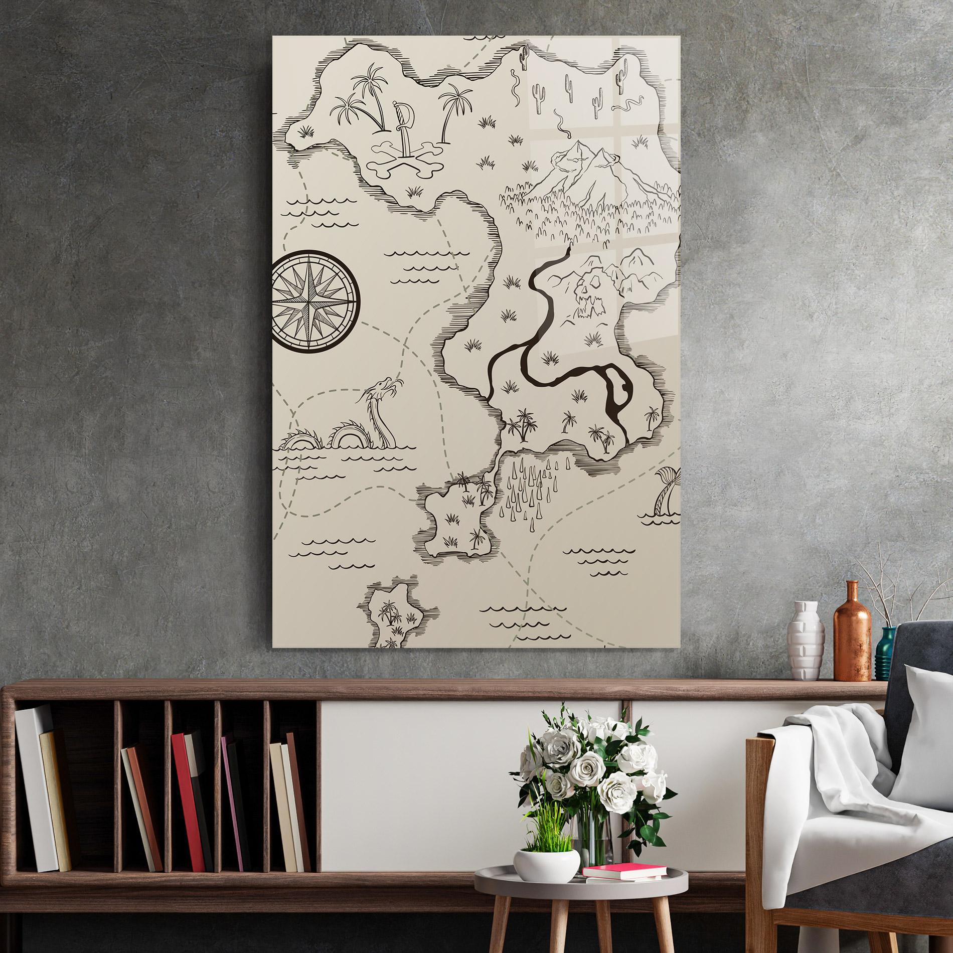 Üvegkép Cream Island Map mockup 2