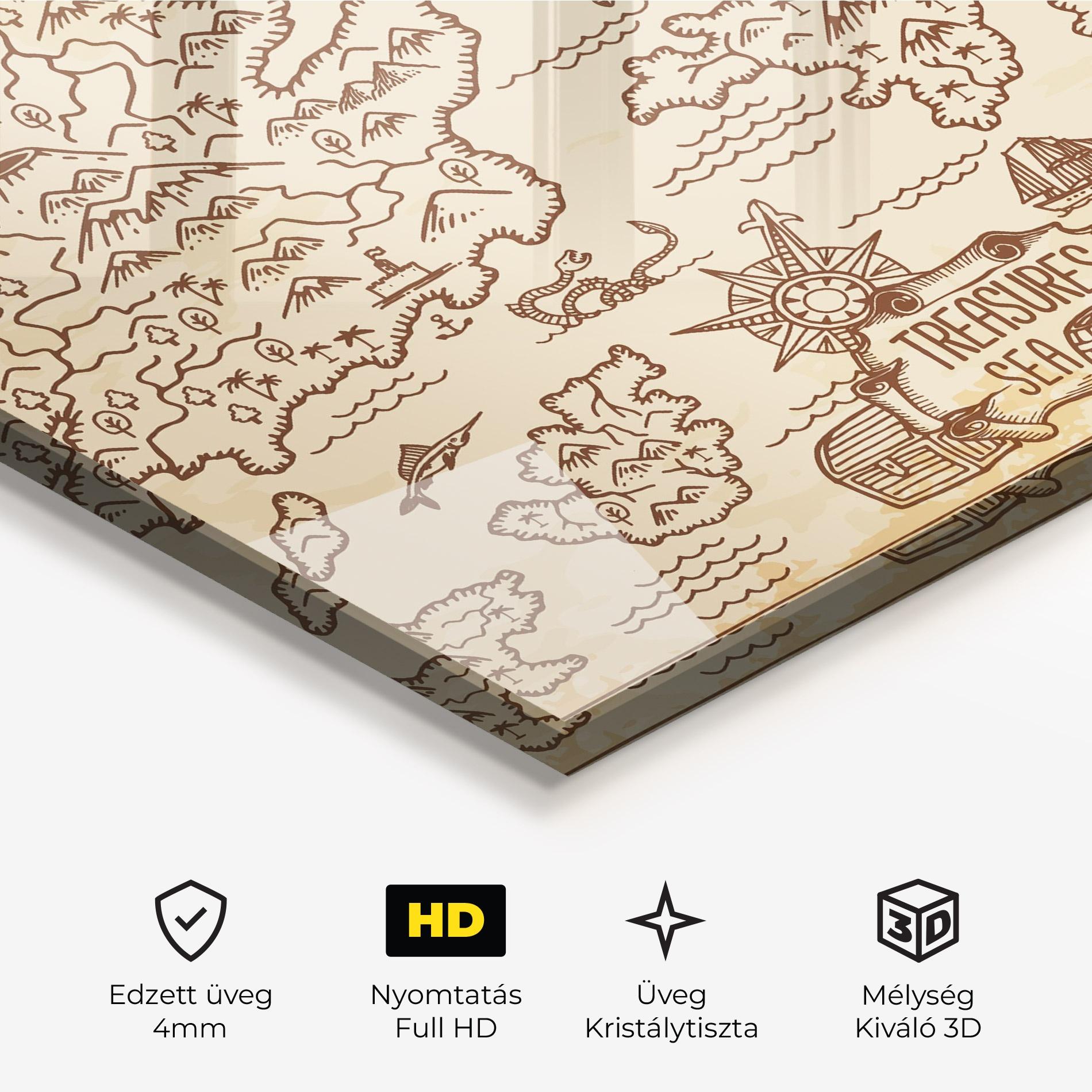 Üvegkép Cream Coffee Map mockup 3