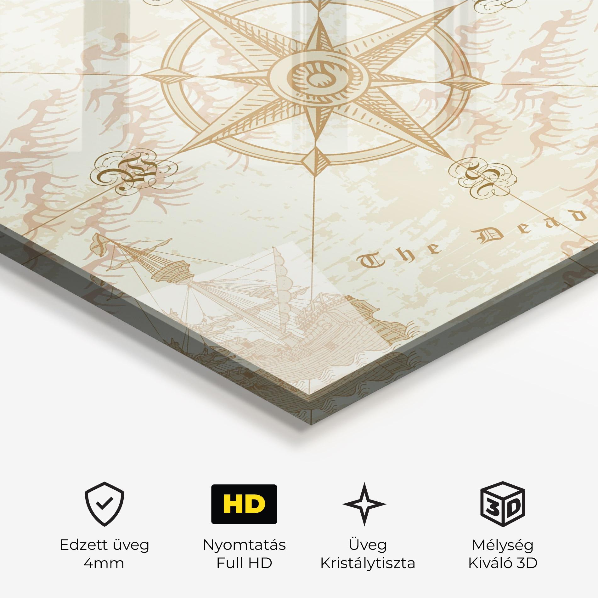 Üvegkép Cream Compass mockup 3