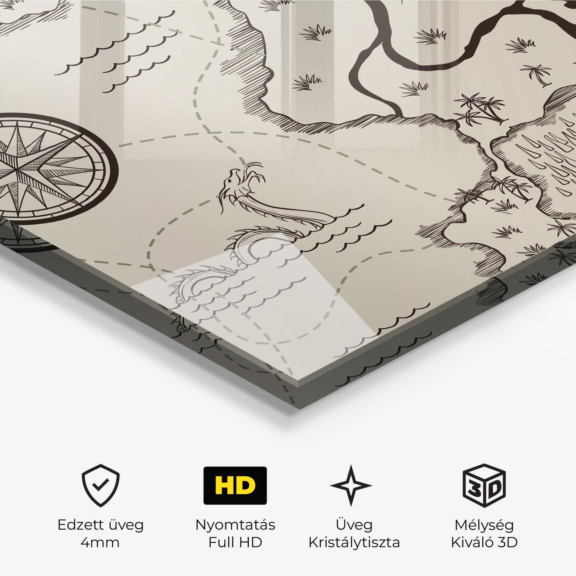 Üvegkép Cream Island Map mockup 3