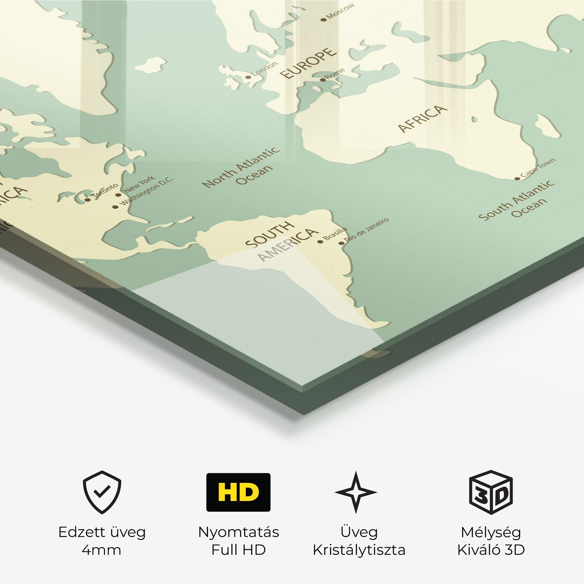 Üvegkép Green Cream Map mockup 3