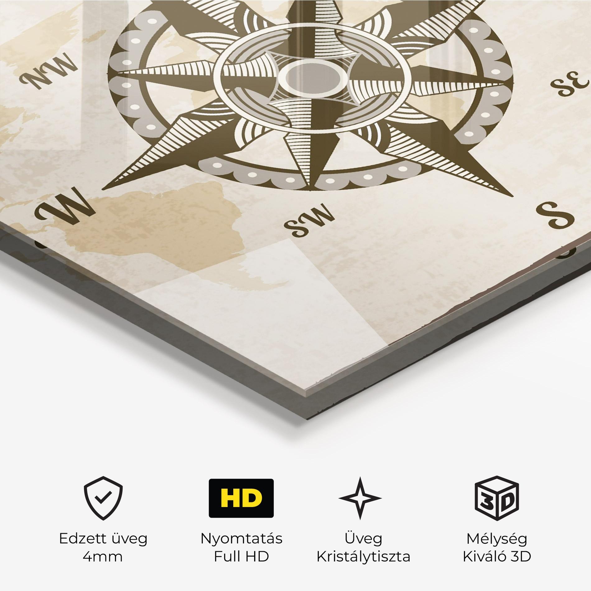 Üvegkép Nautical Compass mockup 3