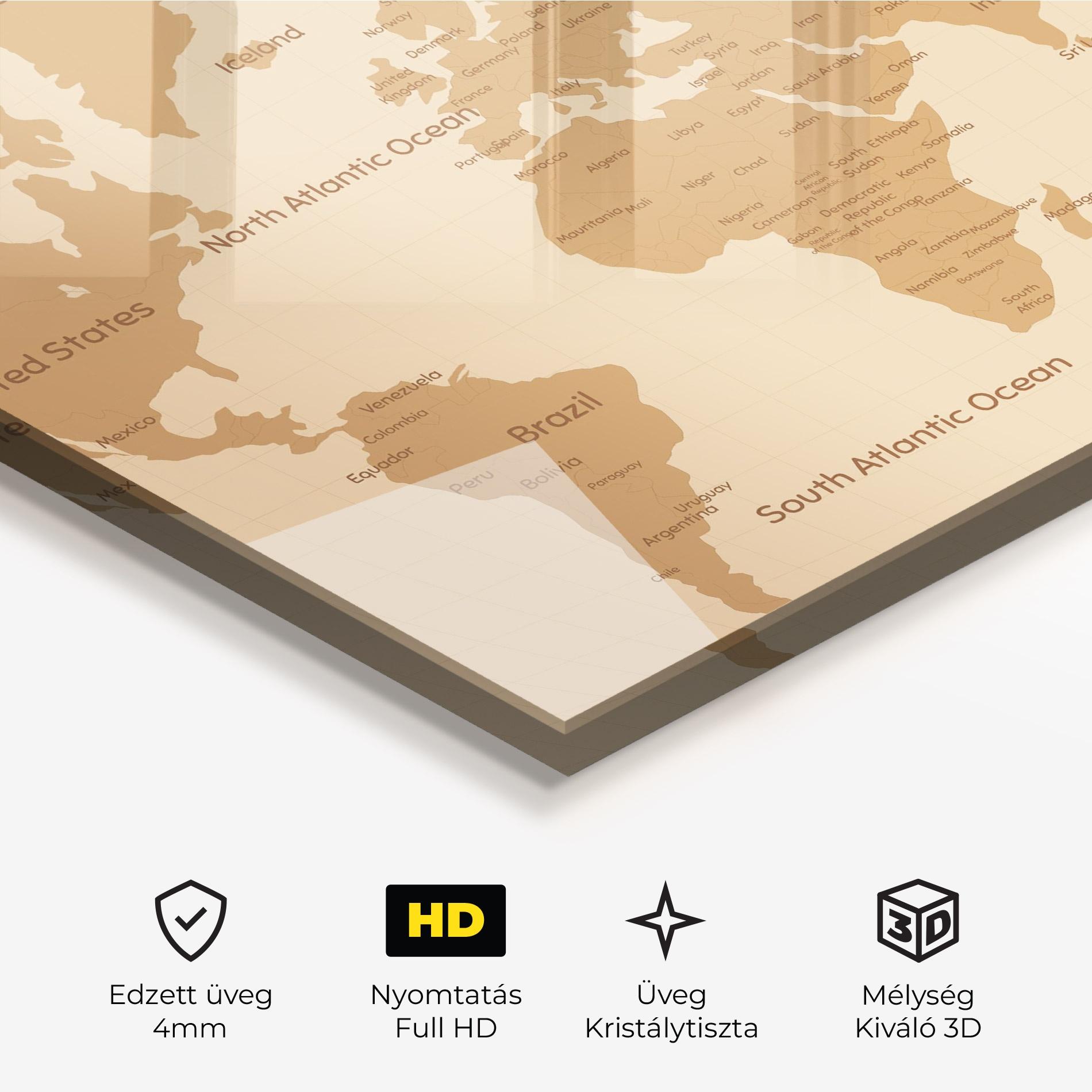 Üvegkép Ocean Old Map mockup 3