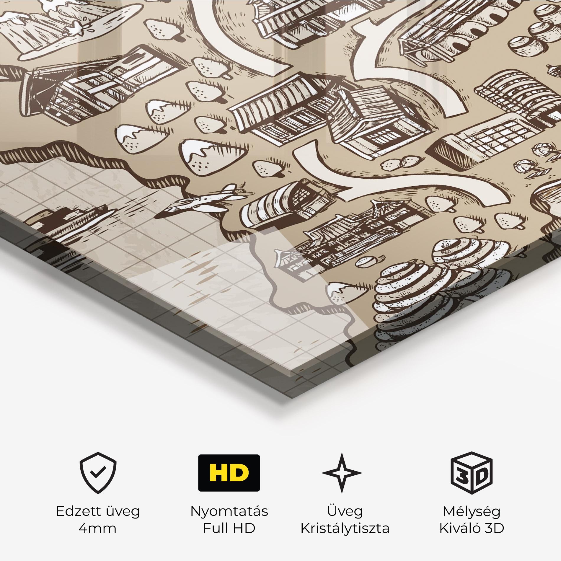 Üvegkép Old Korea Map mockup 3