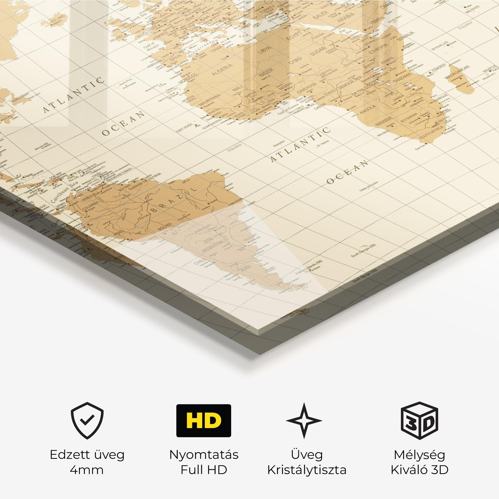 Üvegkép Old Map Cream mockup 3