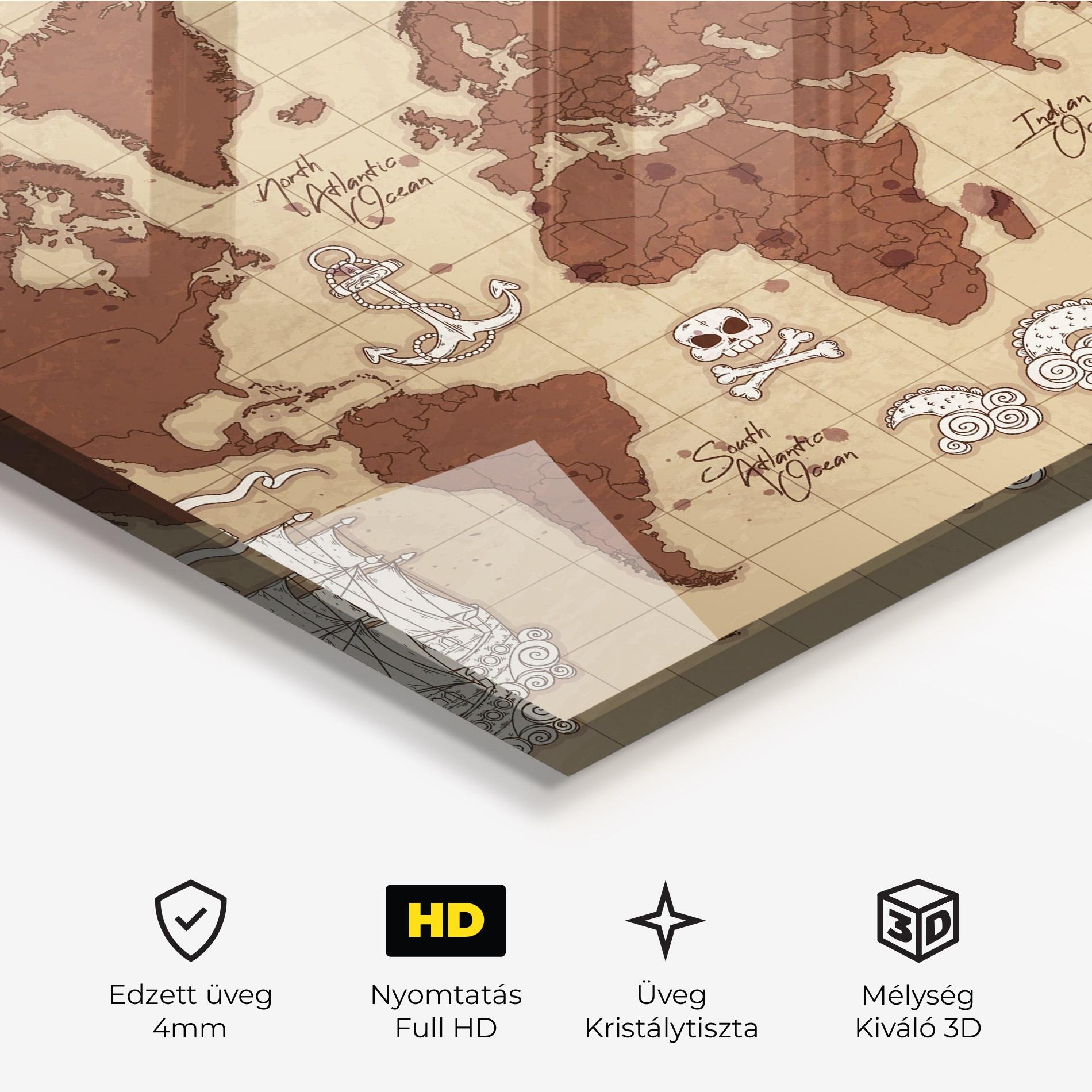 Üvegkép Old Pirate Map mockup 3