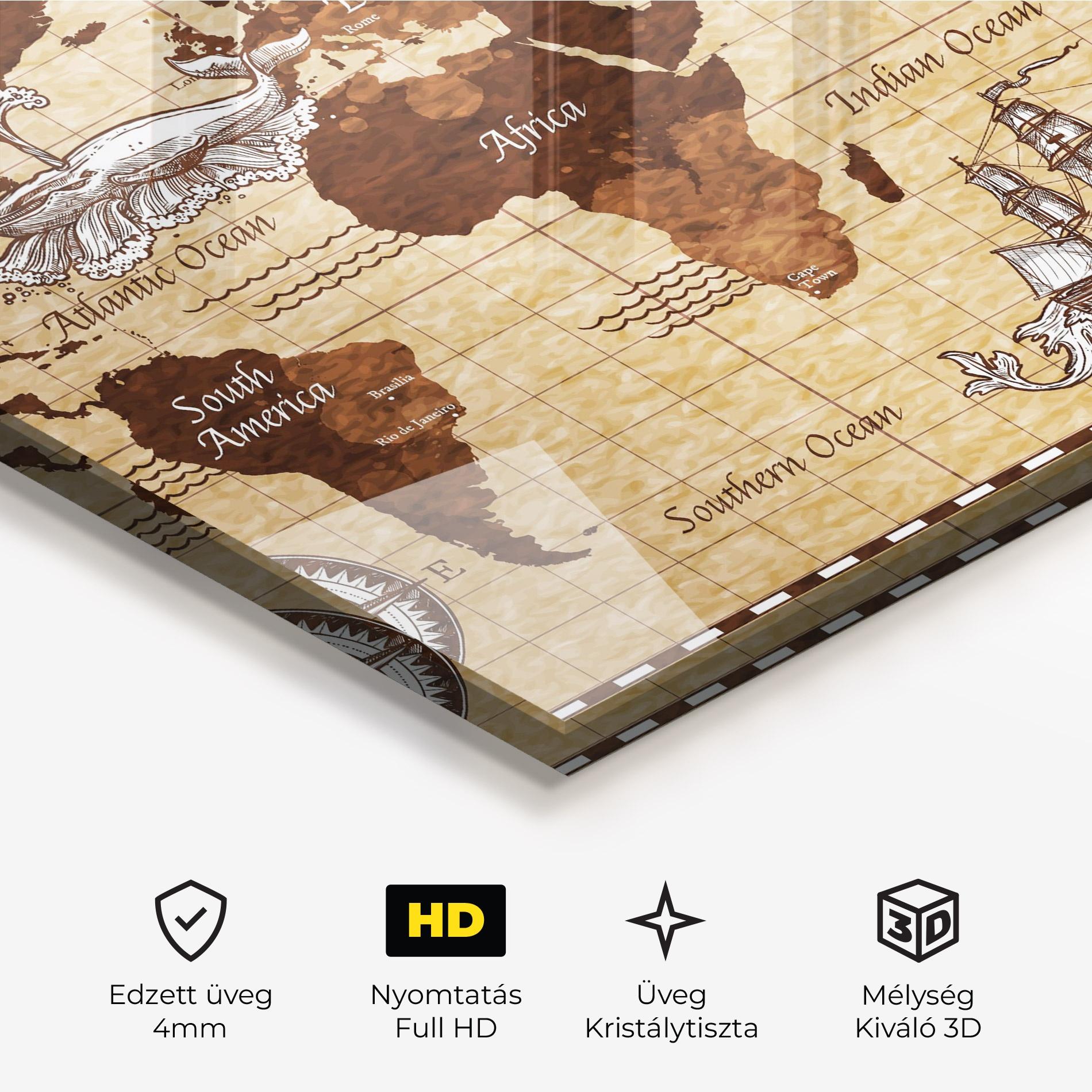 Üvegkép Pirate World Map mockup 3