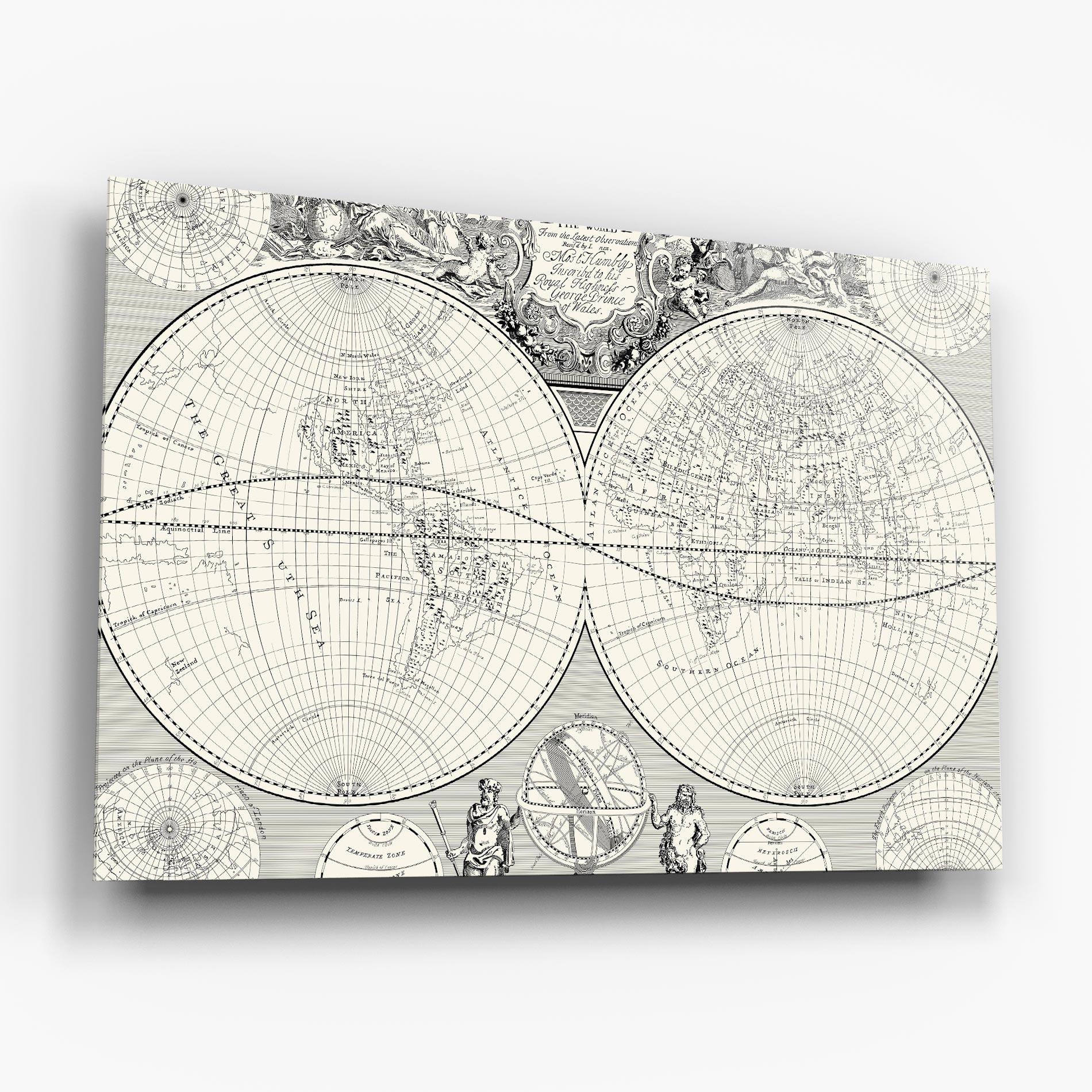 Üvegkép Black White Map mockup 6