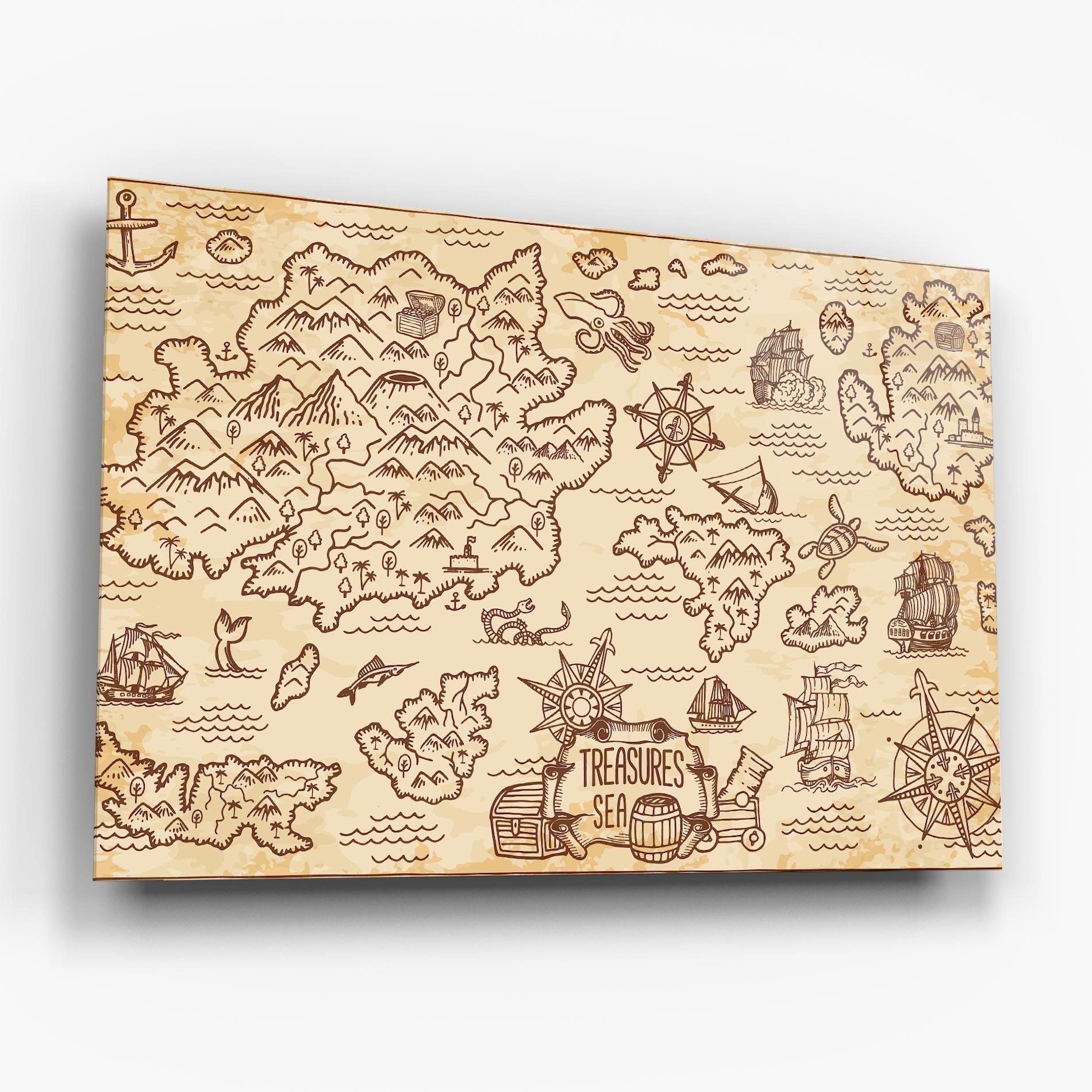 Üvegkép Cream Coffee Map mockup 6