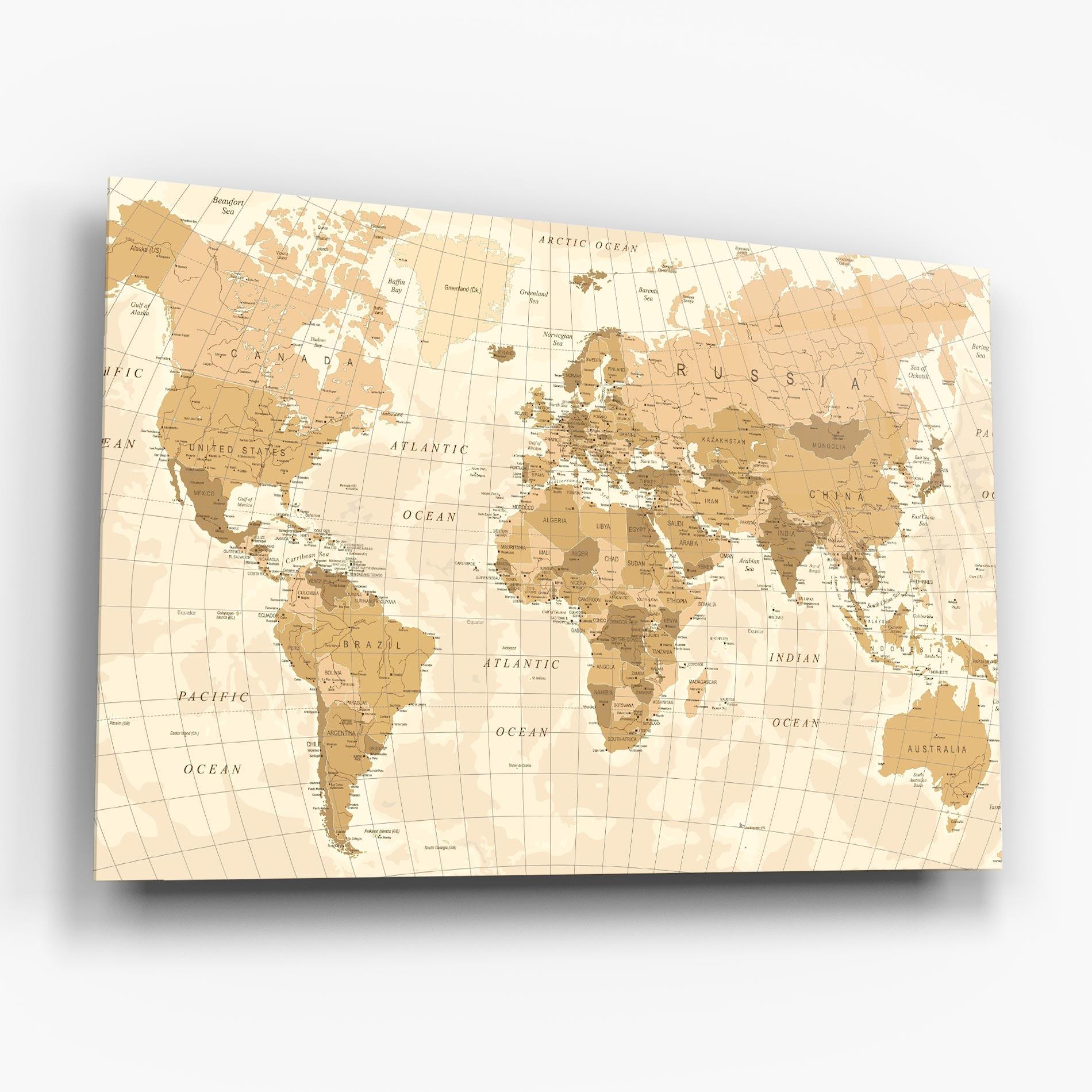 Üvegkép Cream Color Map mockup 6