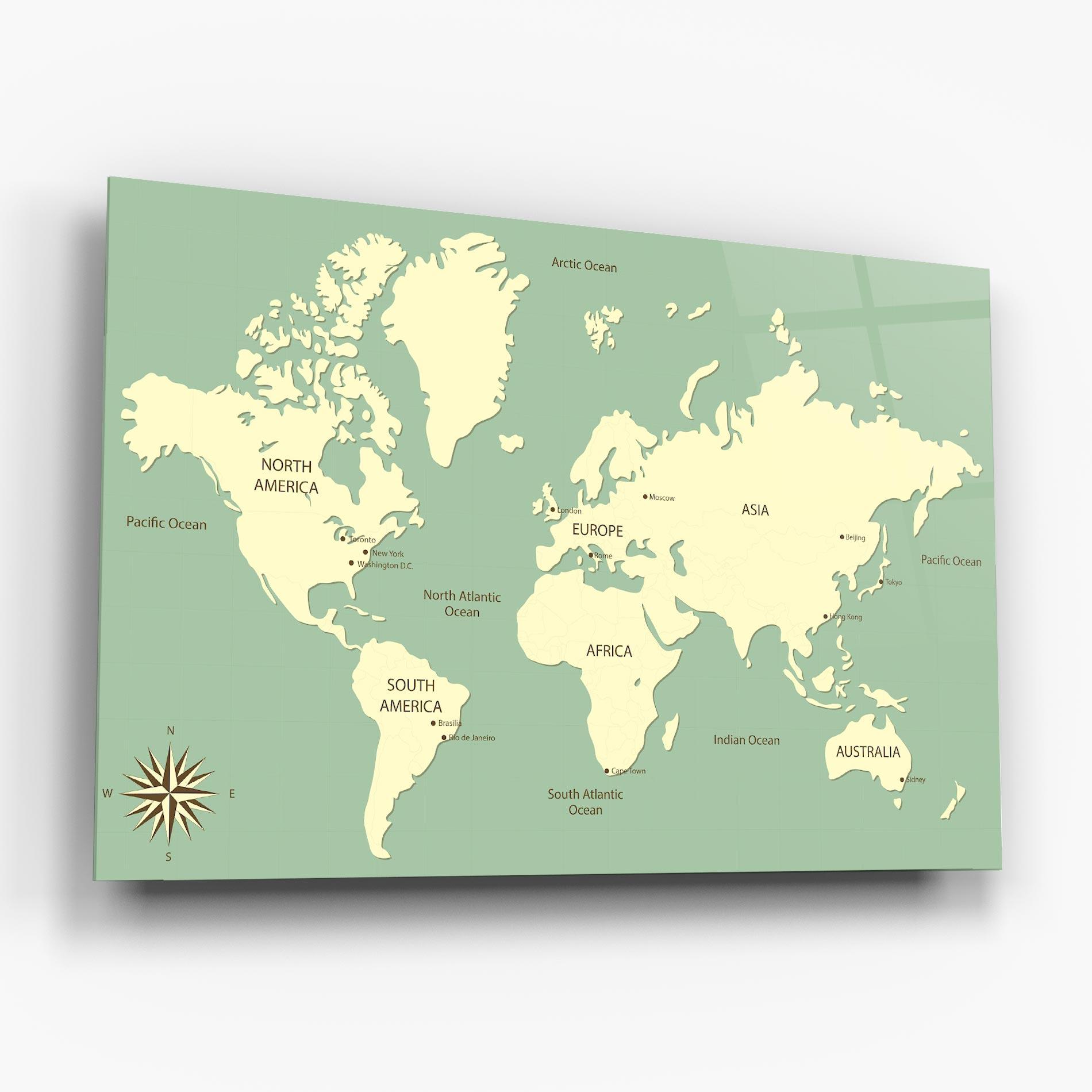 Üvegkép Green Cream Map mockup 6